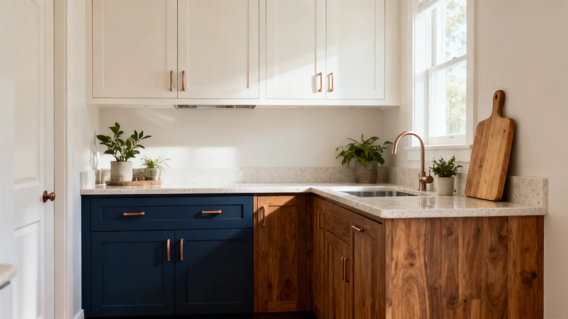Two-Tone Cabinets to Balance Light and Warmth