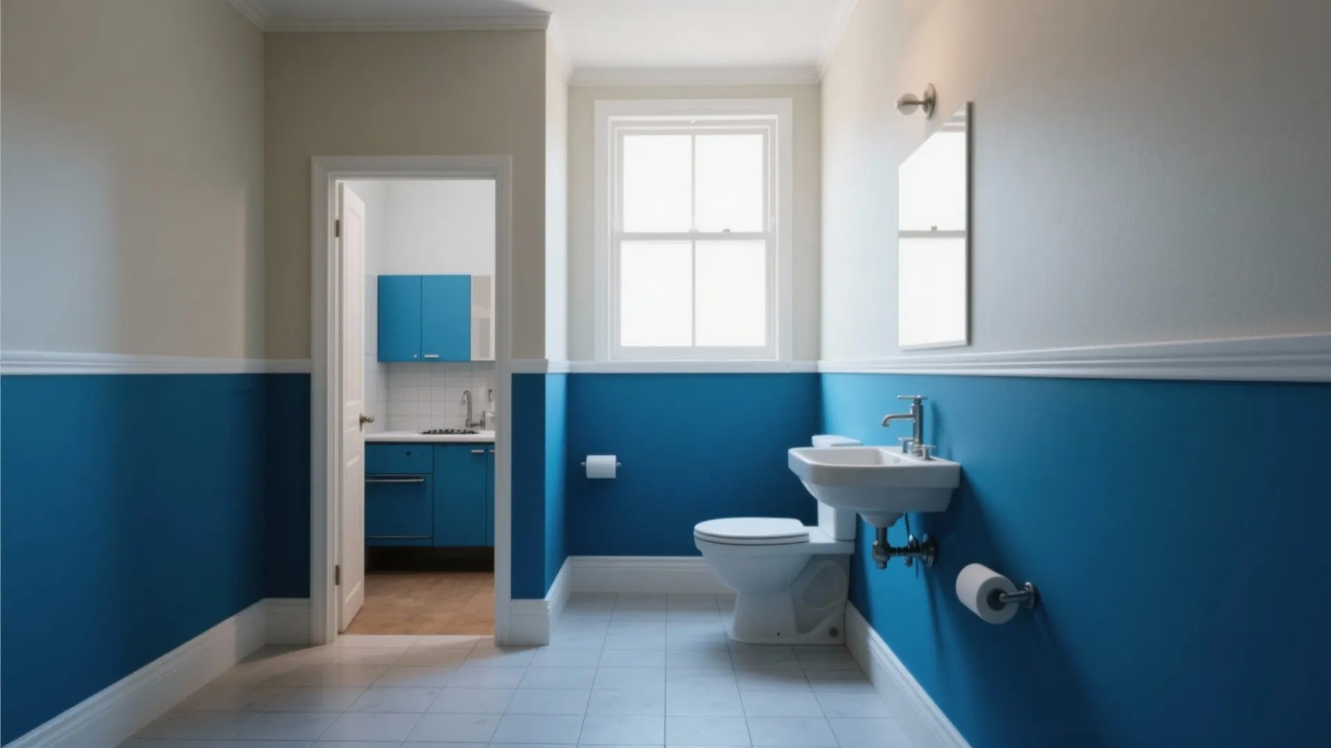 3. Two-tone walls and crisp trim for compact spaces