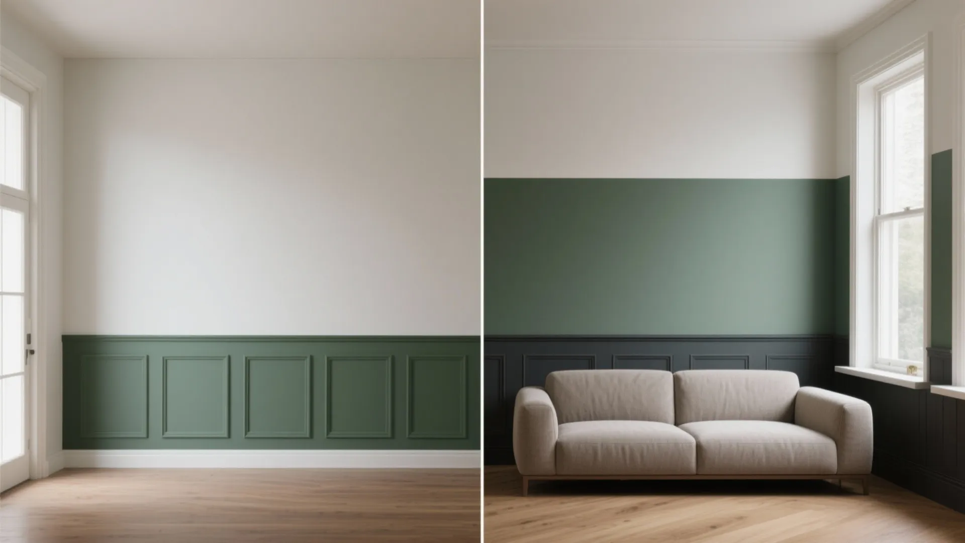 3) Two-Tone Walls for a Modern “Wainscot” Effect