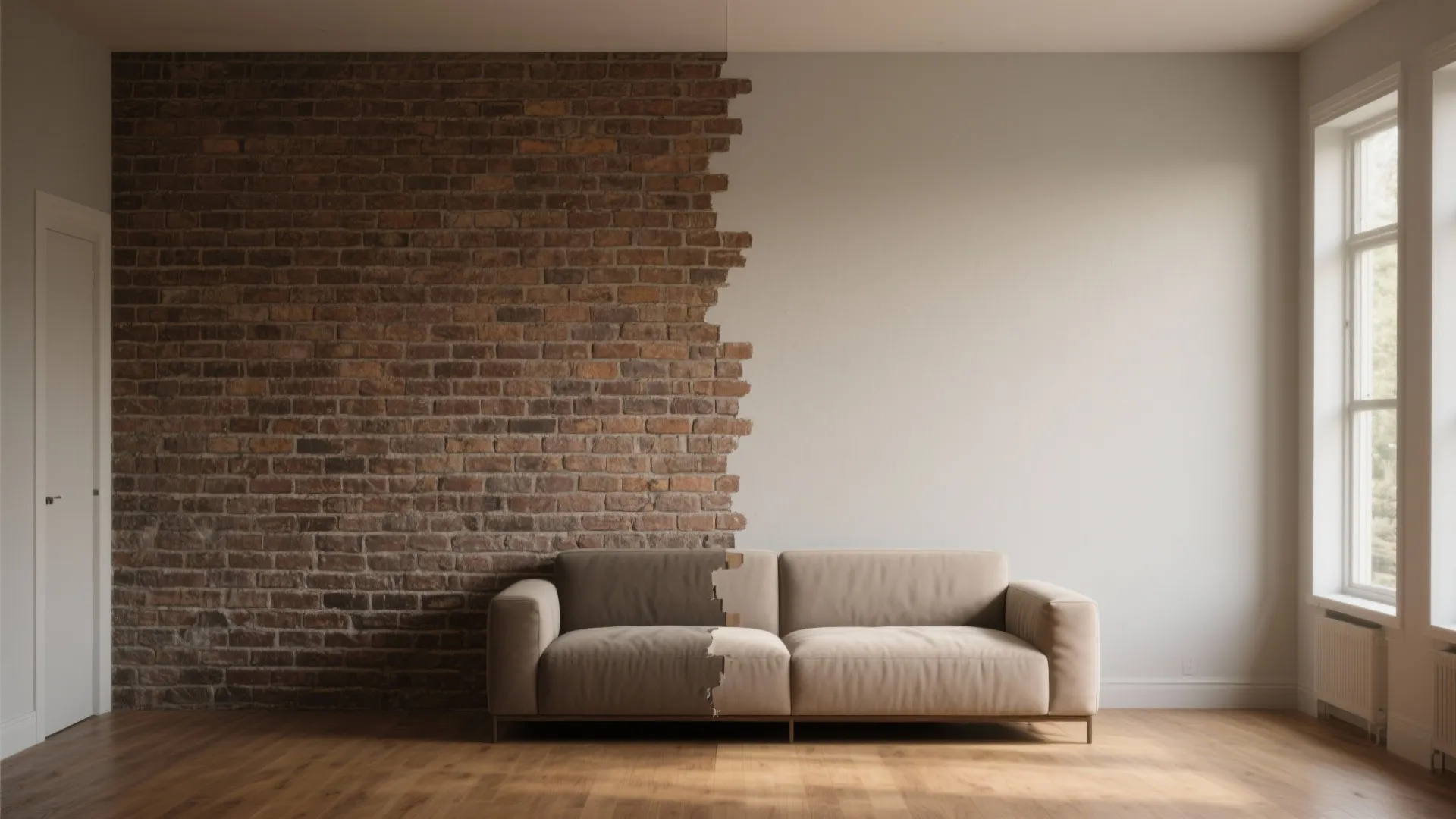 4. Two-Tone: Natural Brick Meets Painted Surface