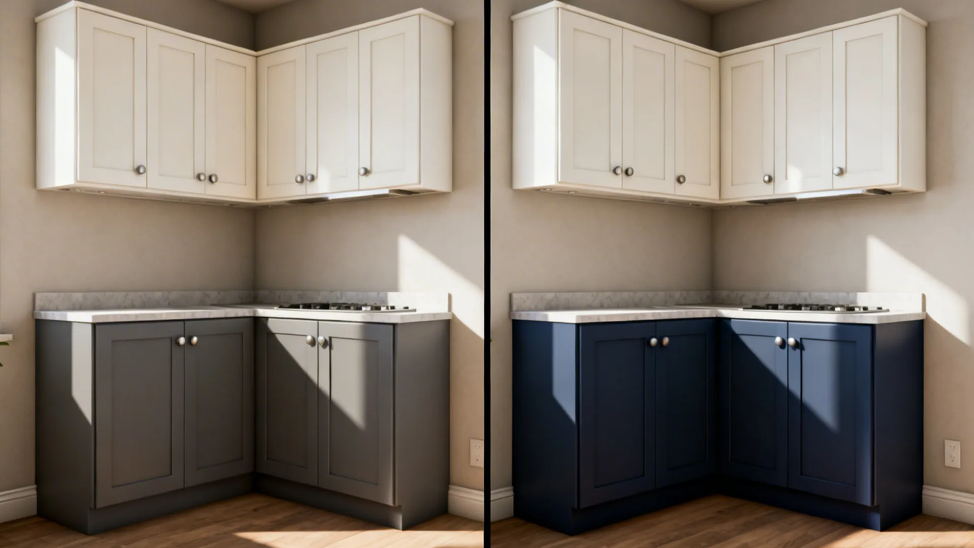 4) Two-tone cabinets for depth without clutter