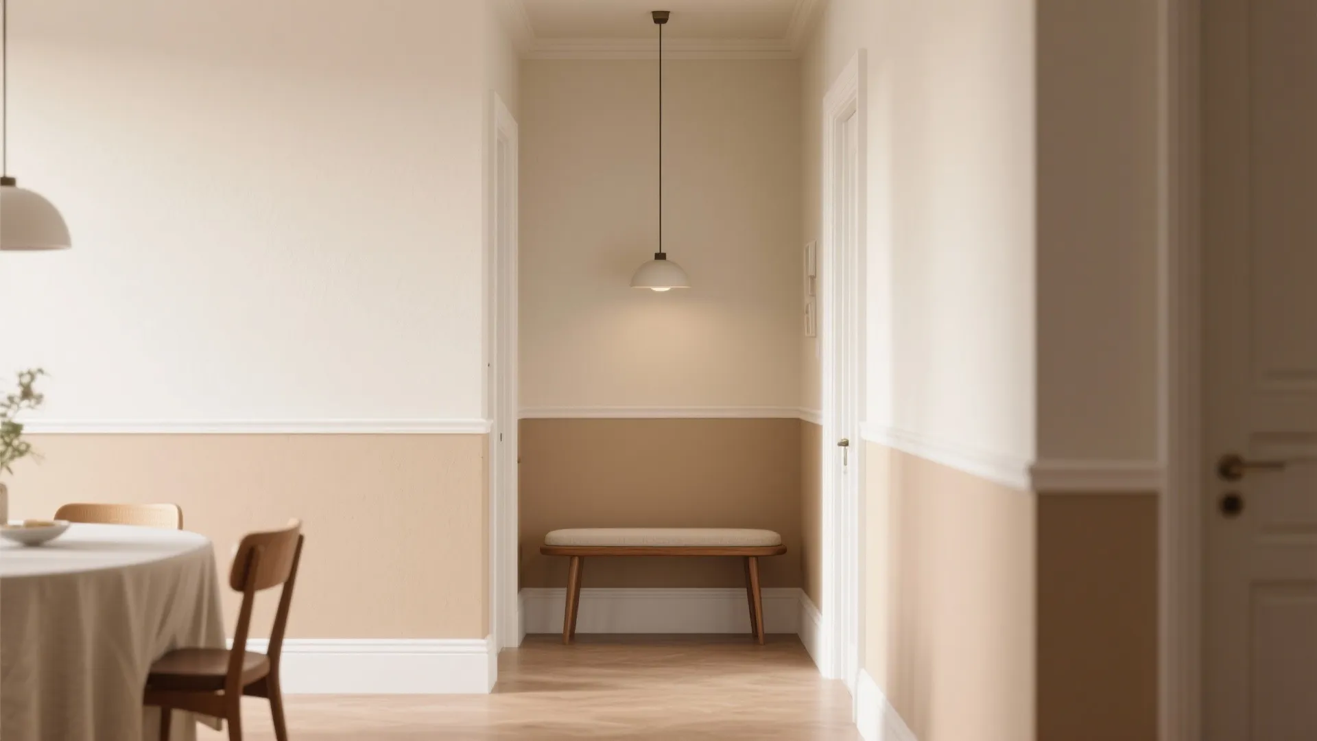 2. Two-Tone Beige with a Trim Accent