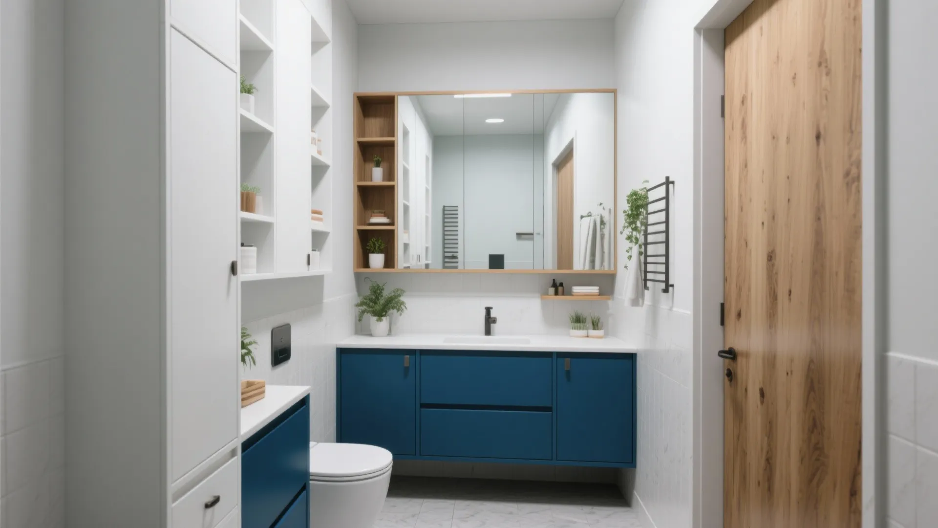 5. Two-Tone Blue and White Cabinets for Contrast