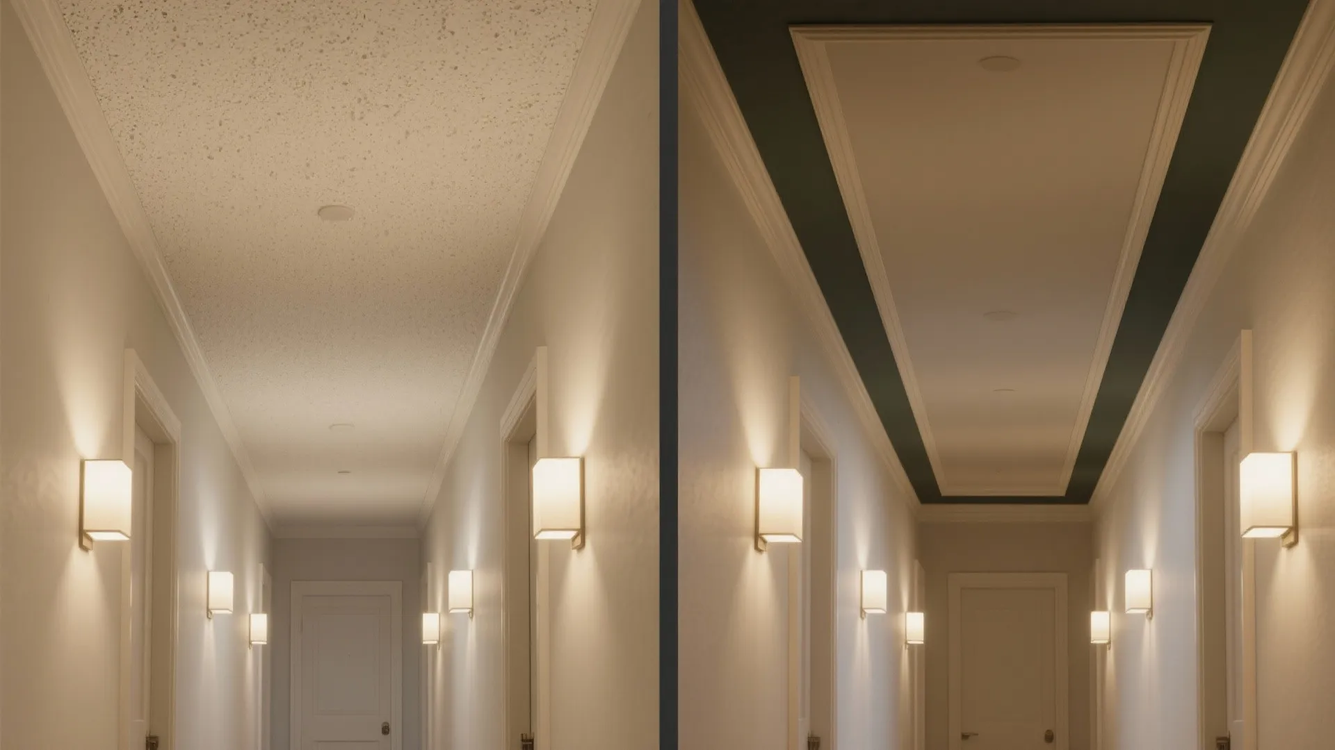 5) Two-tone ceiling borders to frame the hall