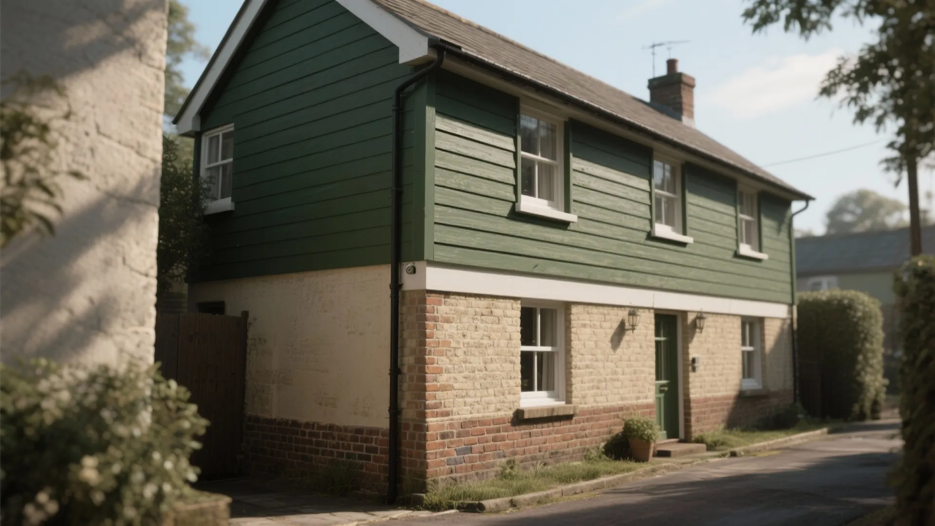 3. Two-Tone Play: Painted upper courses, natural base