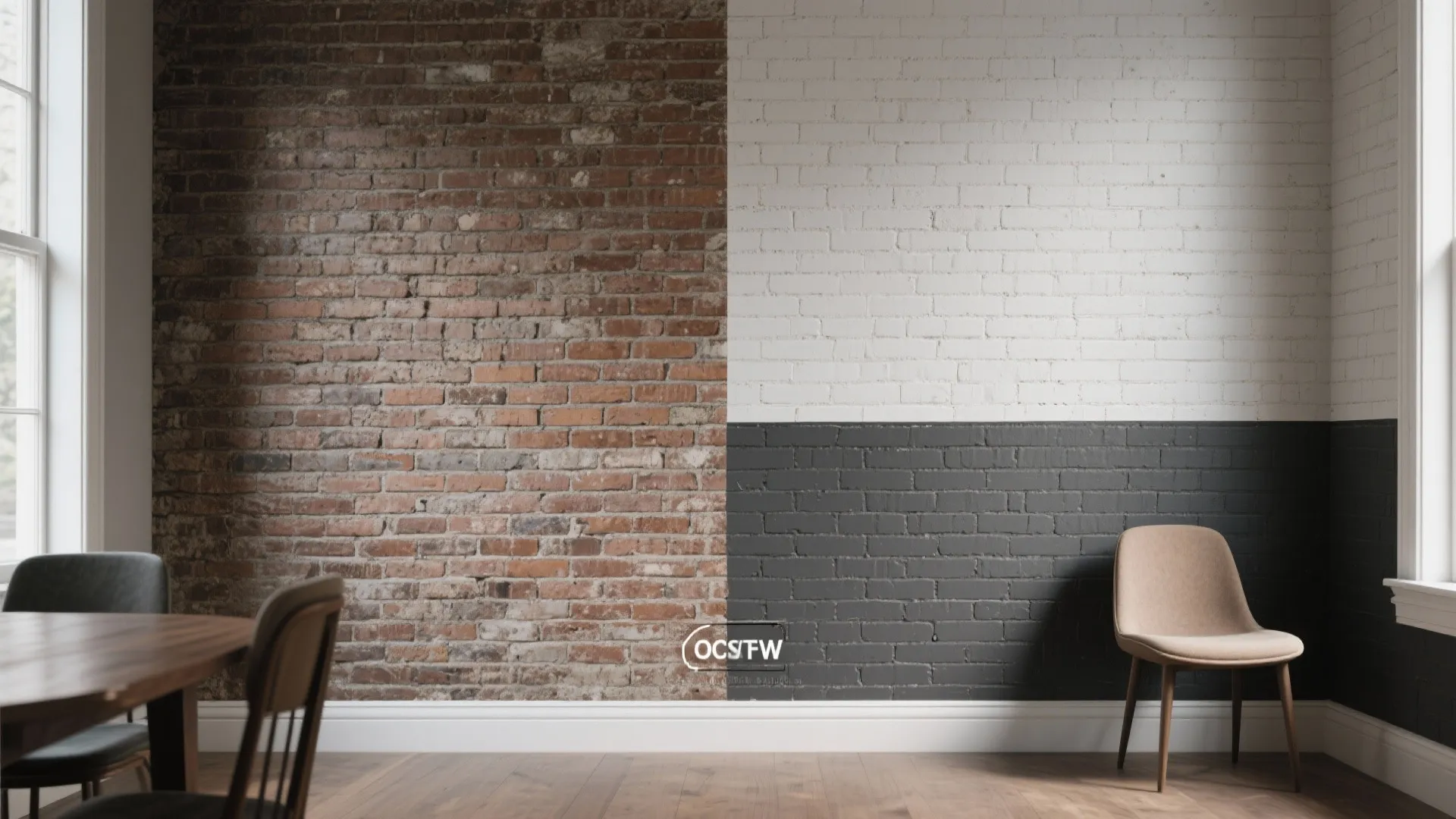 3. Two-tone brick: grounded base, painted upper