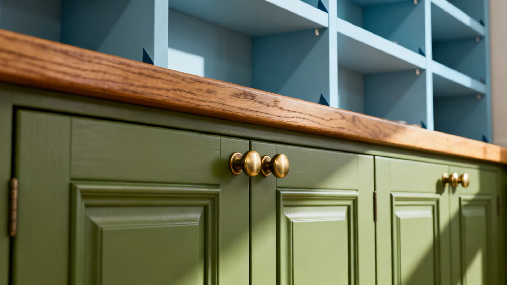 4. Two-Tone Cabinetry and Shelving