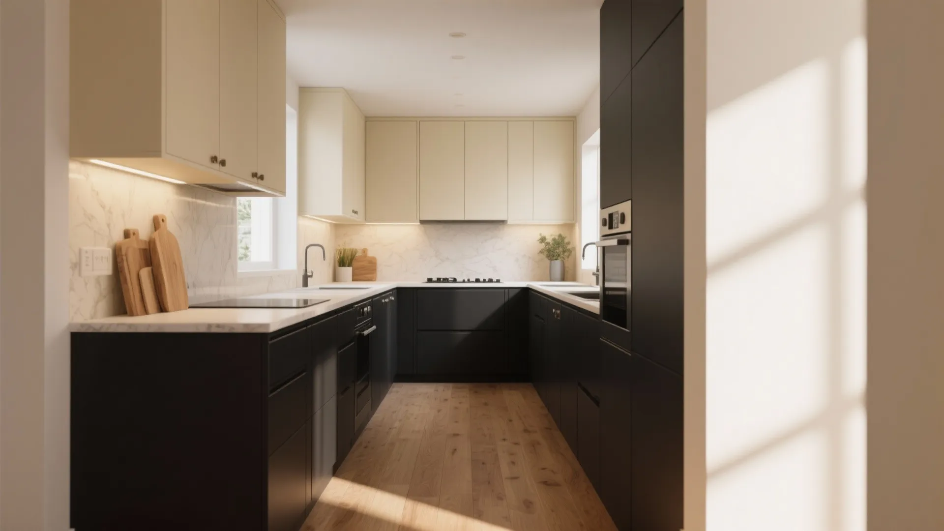 1. Two-Tone Cabinetry