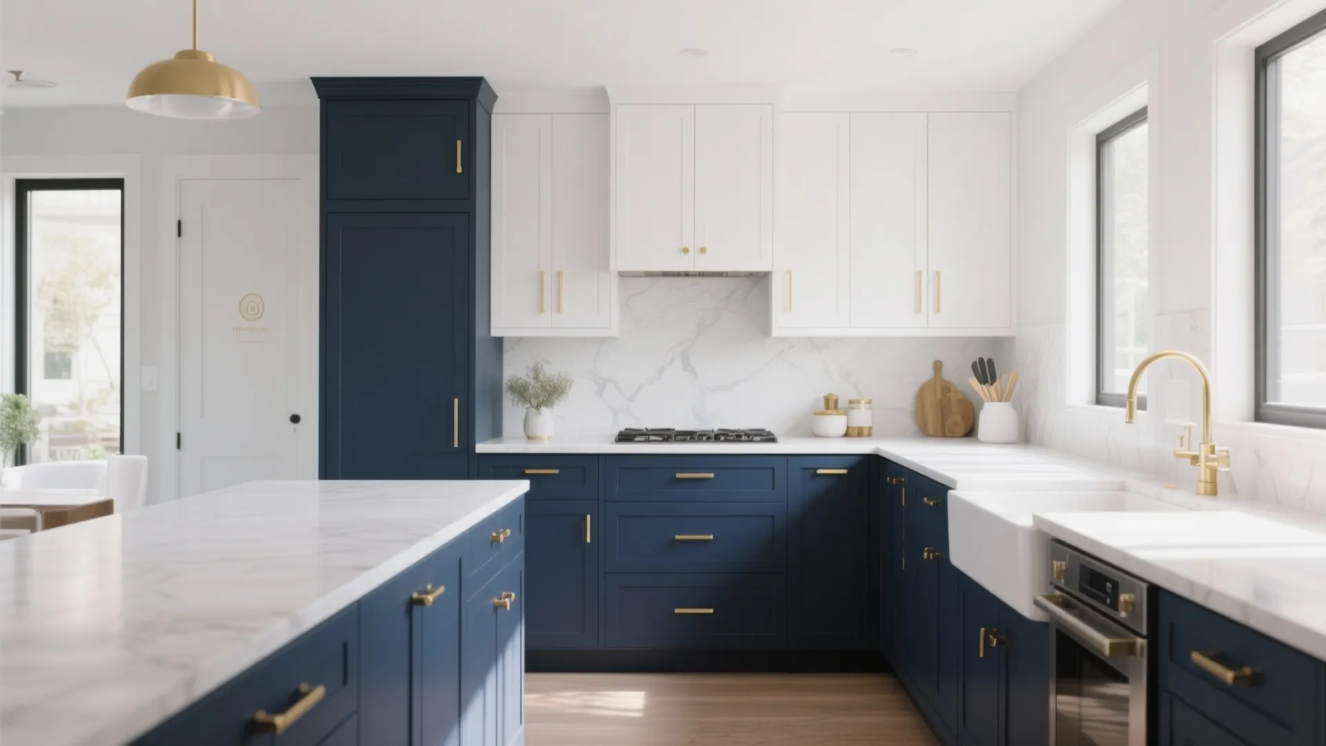 10. Two-Tone Cabinets with Statement Hardware