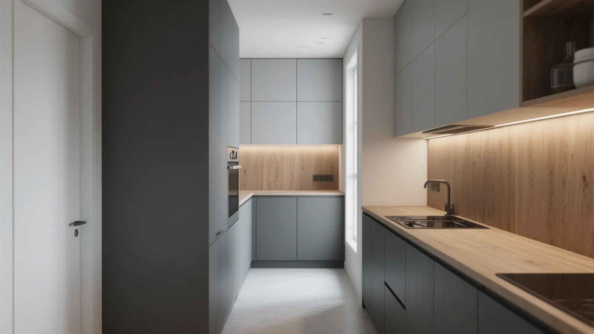 3. Two-Tone Grey Cabinets for Depth