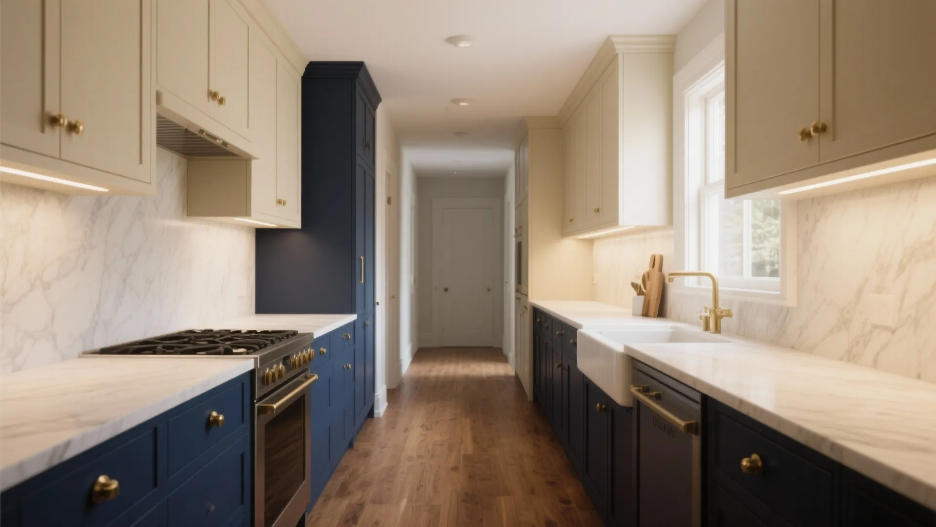 2. Two-tone cabinets to add perceived depth