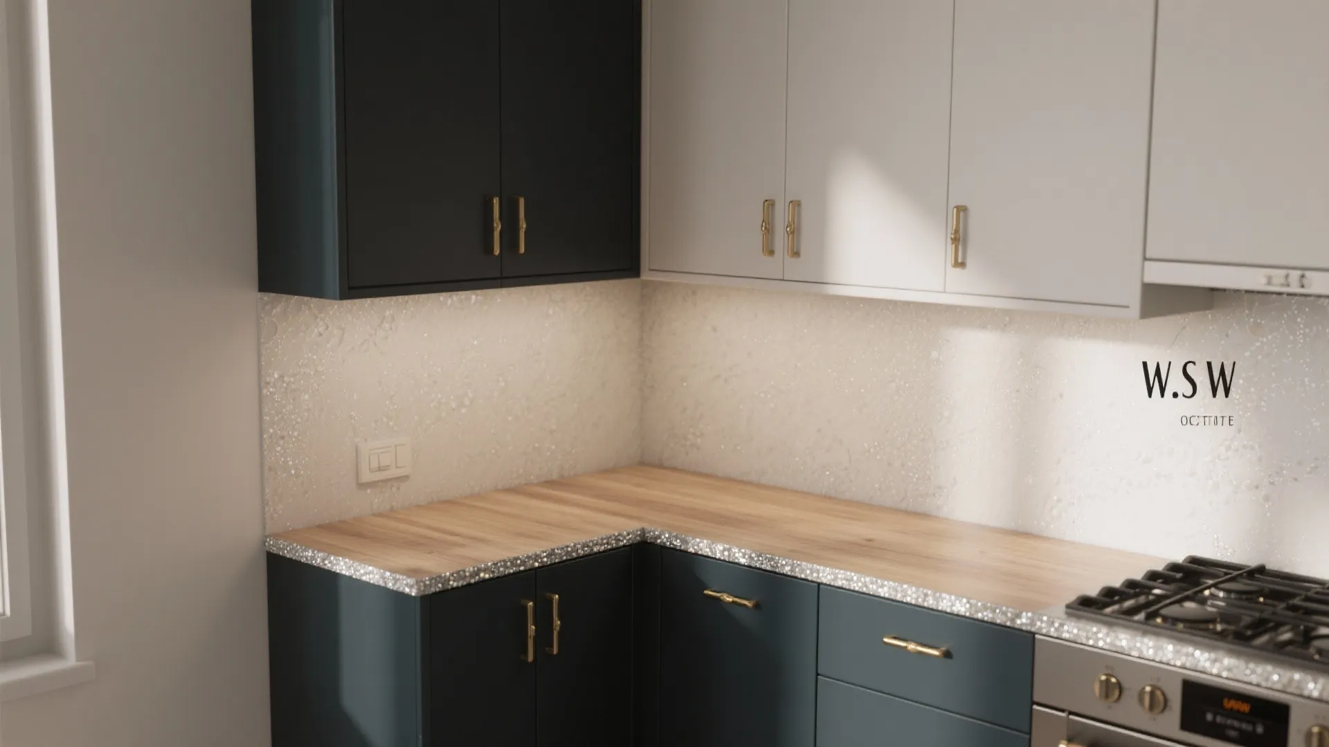 2. Two-Tone Cabinets with Edge Highlights