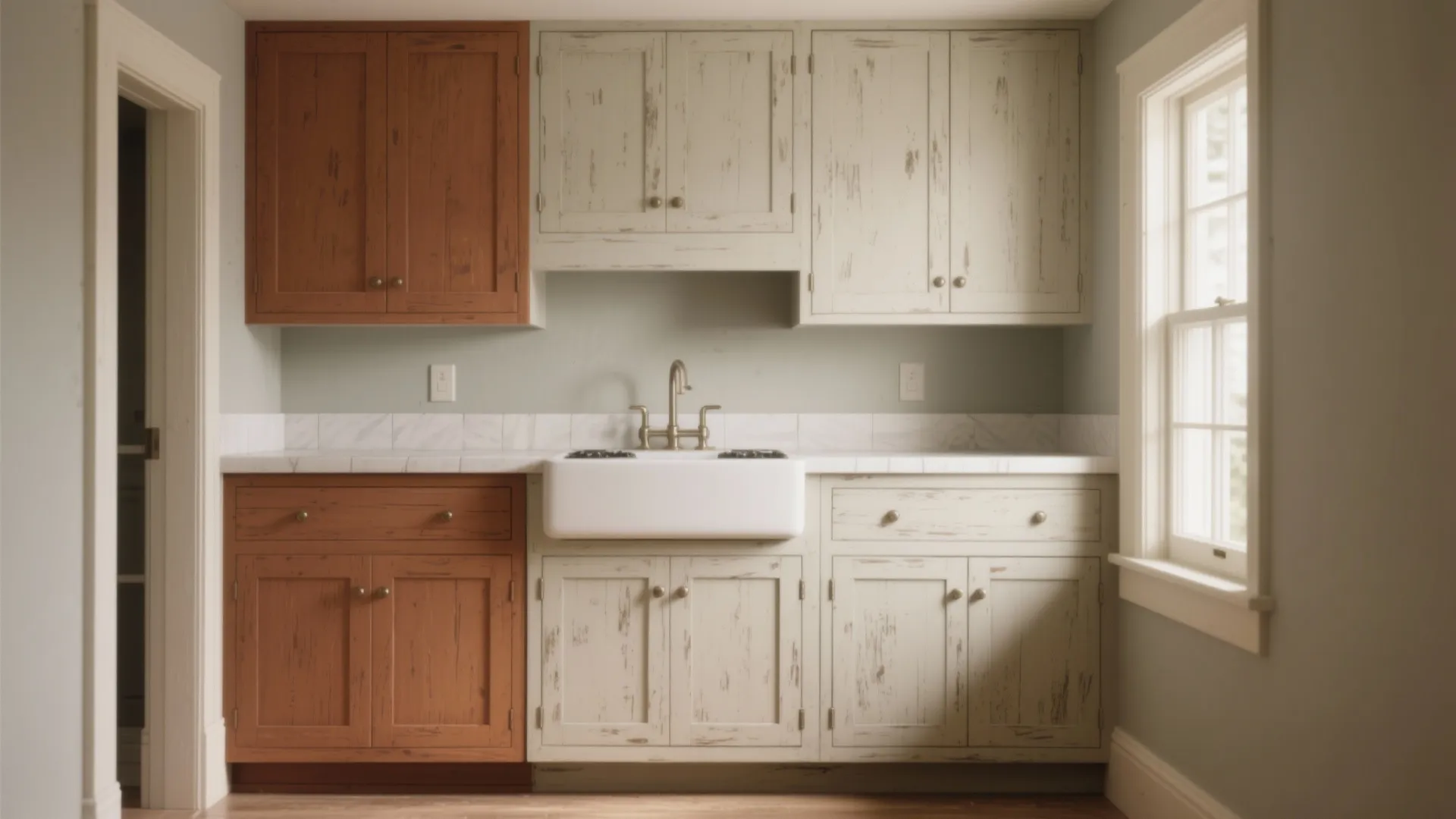 1. Two-tone cabinet trick for visual depth