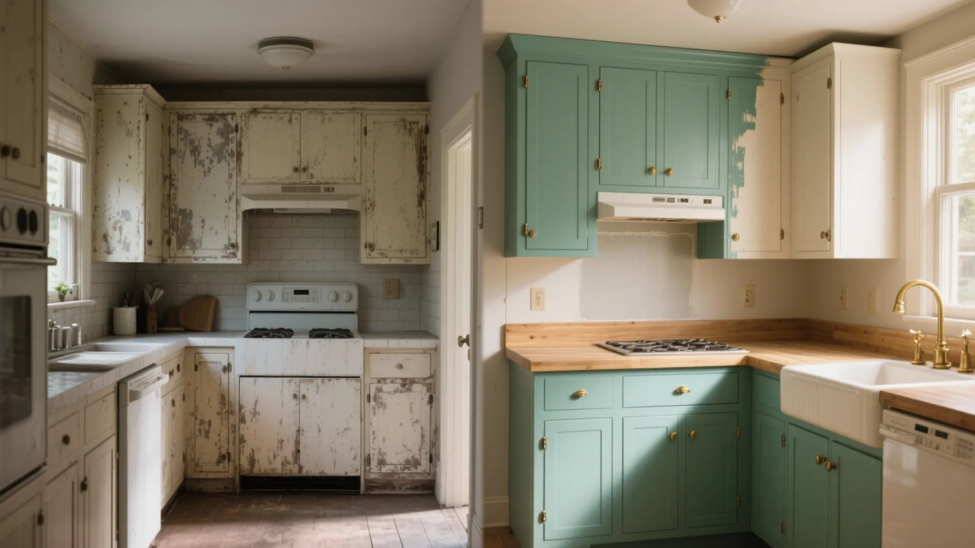 3. Two-tone cabinetry with thin spray passes