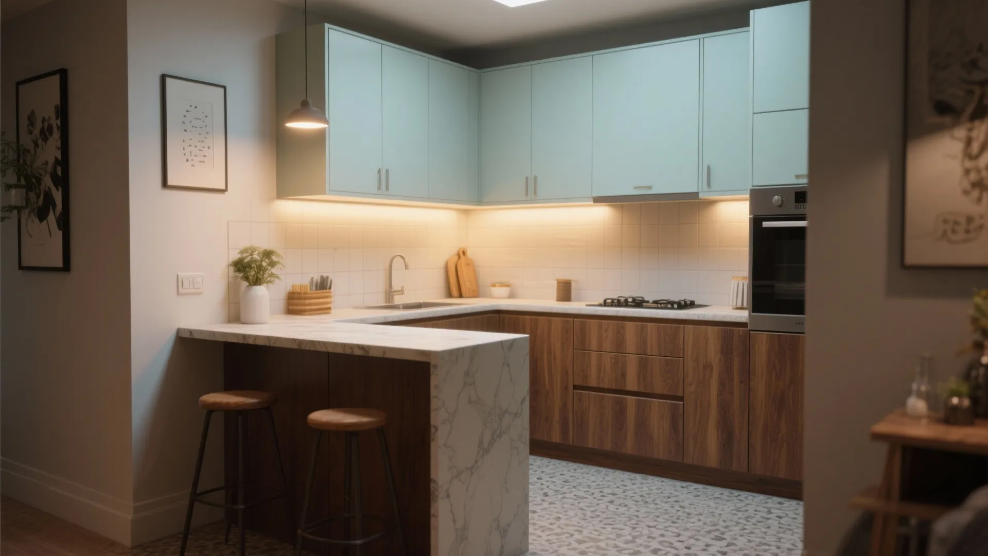 2. Two-Tone Cabinets to Add Depth