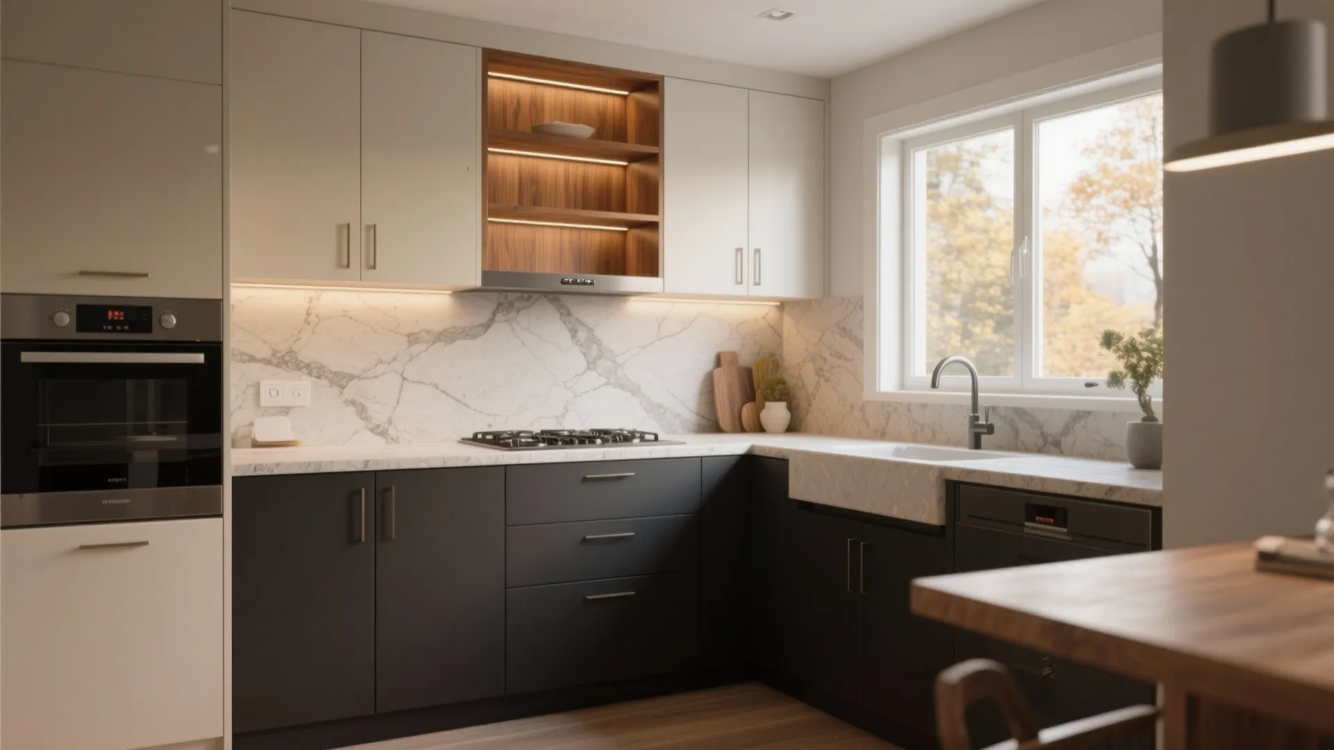 1. Two-tone cabinets for visual depth