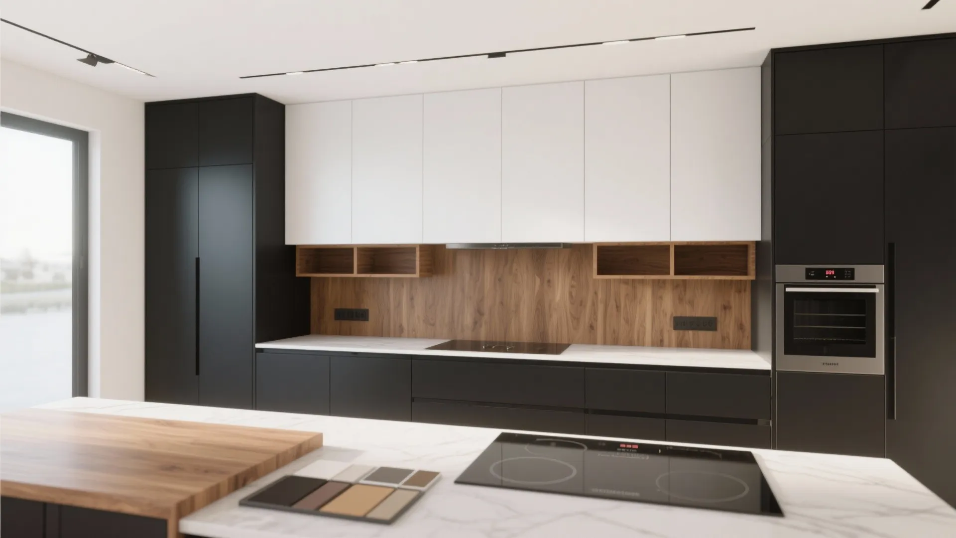 4. Two-Tone Cabinets: White Upper, Black Lower