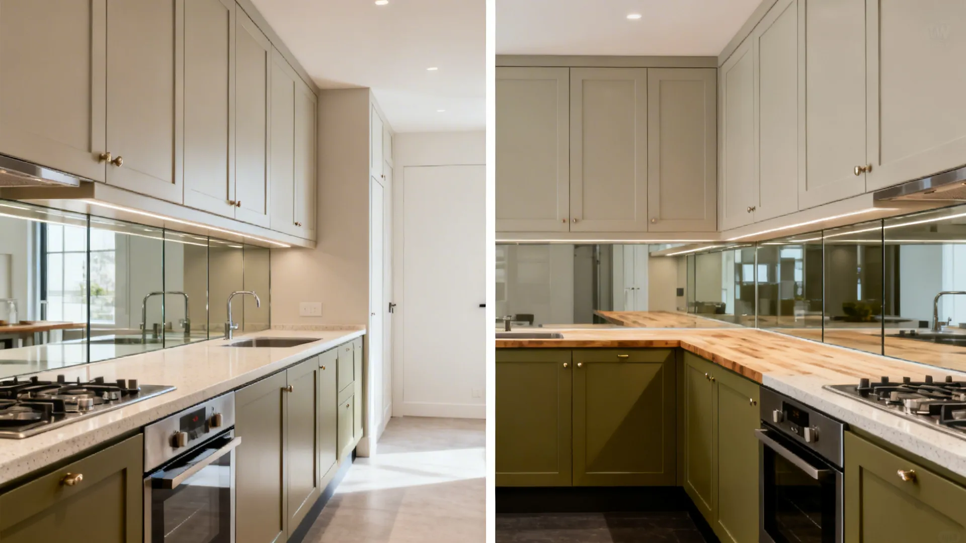 2) Two-Tone Cabinets to Balance Height and Width