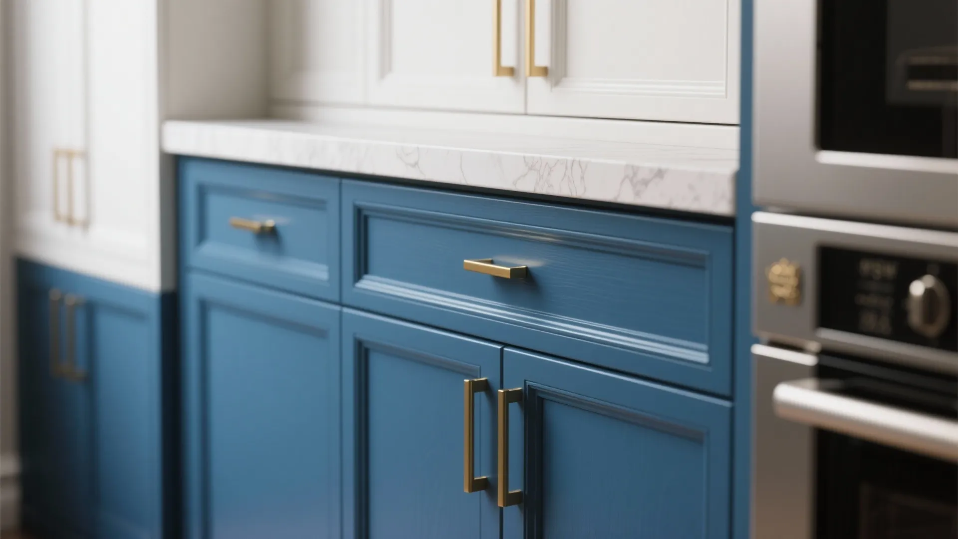 3. Two-tone cabinets for visual depth