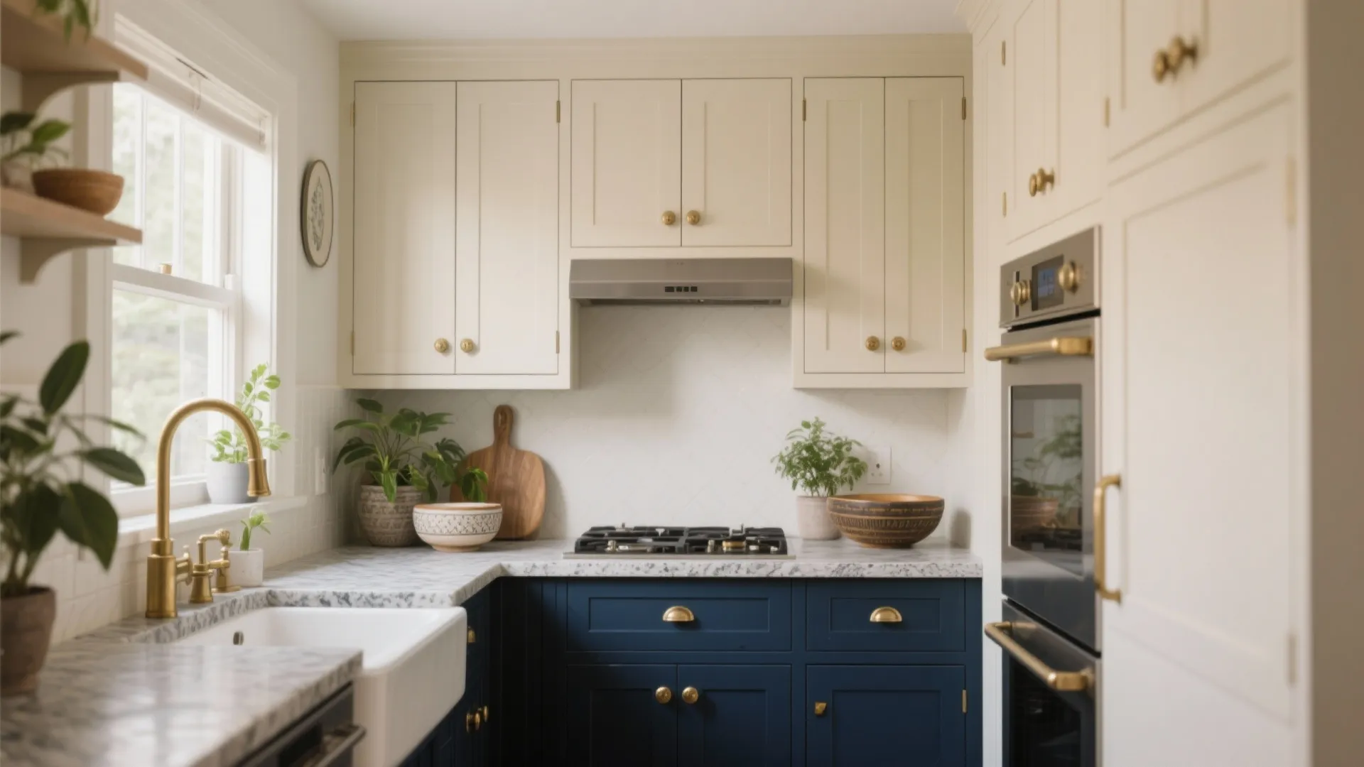 3. Two-Tone Cabinets for Depth