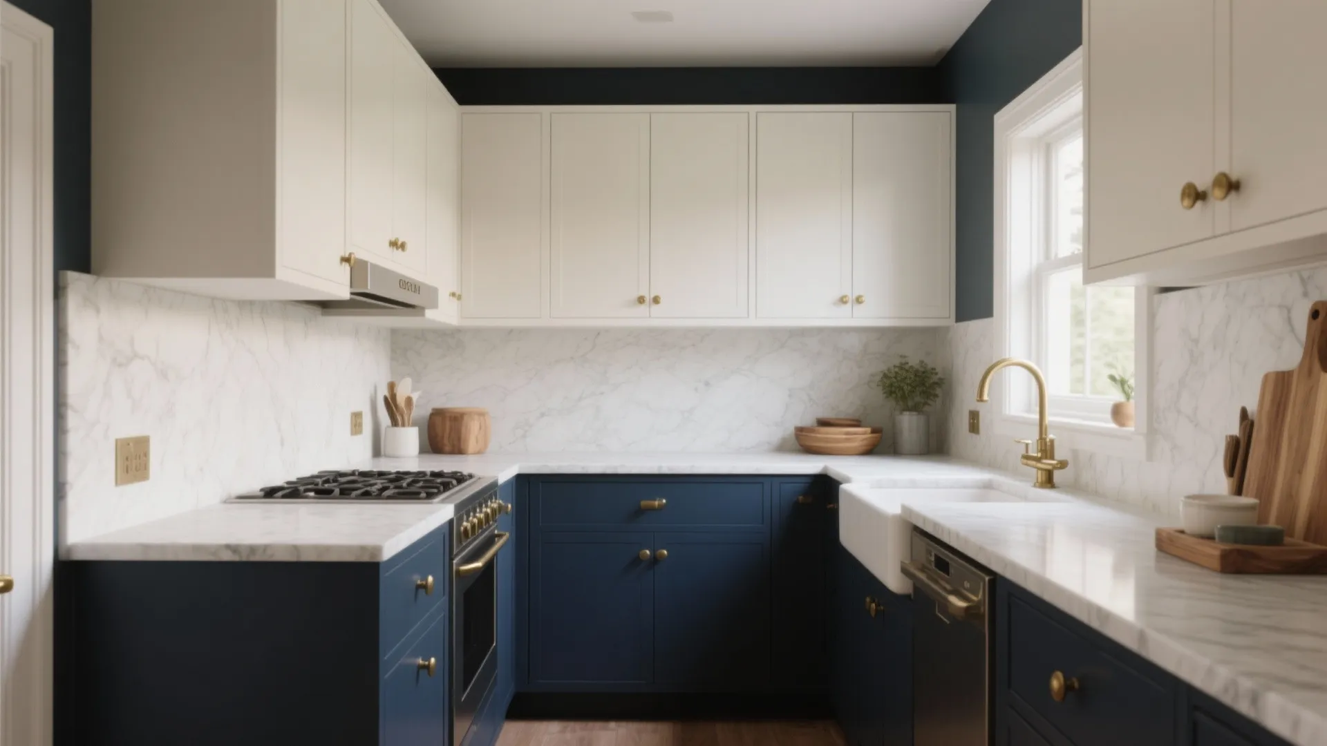 Two-Tone Cabinets: Dark Lowers, Light Uppers