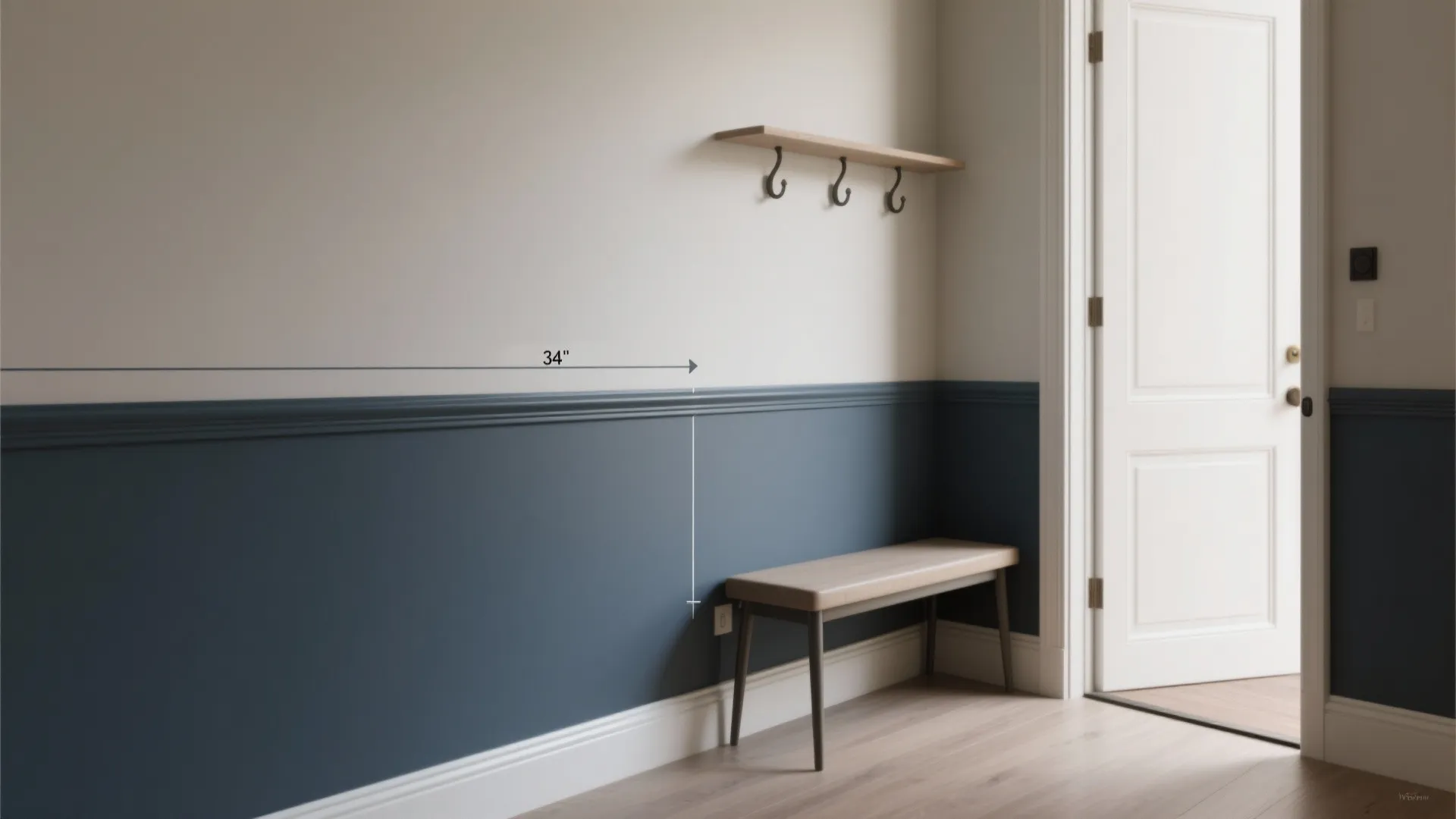 Two-Tone Wall with Chair-Rail Effect (No Molding Needed)