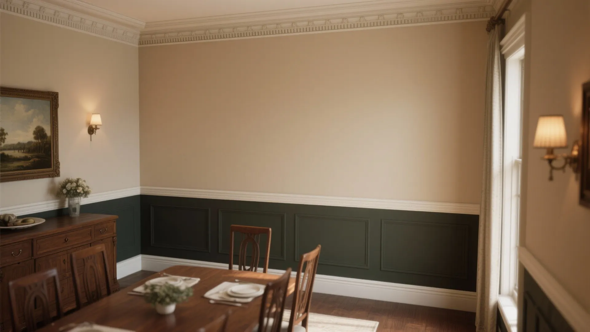 4. Two-Tone Walls with a Chair Rail
