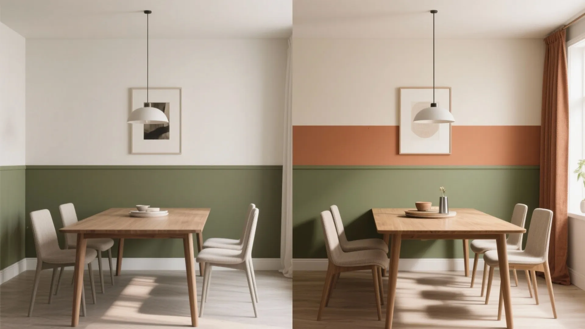 Two-Tone Walls with a Modern Chair-Rail Line