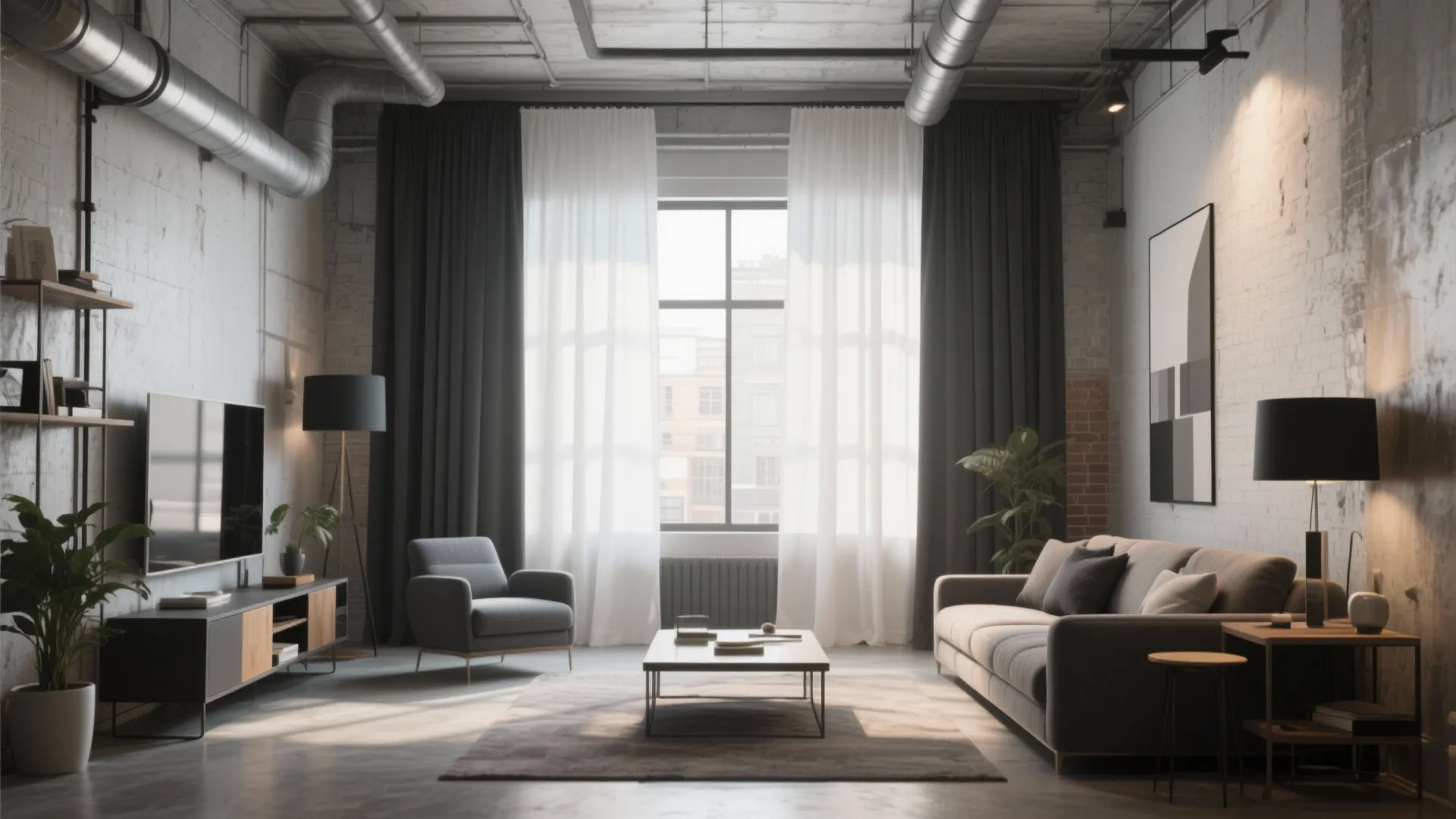 6. Two-Tone Block Curtains