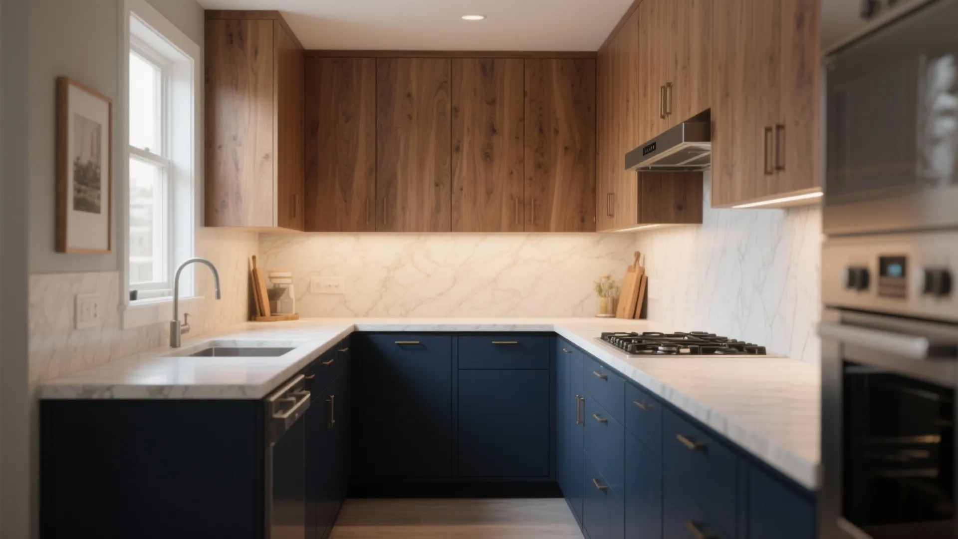 4. Two-tone cabinets for depth