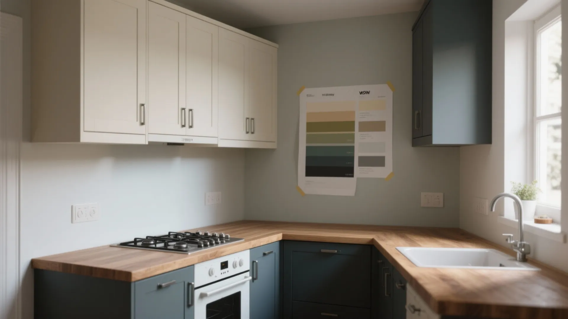 2. Two-tone cabinetry for depth