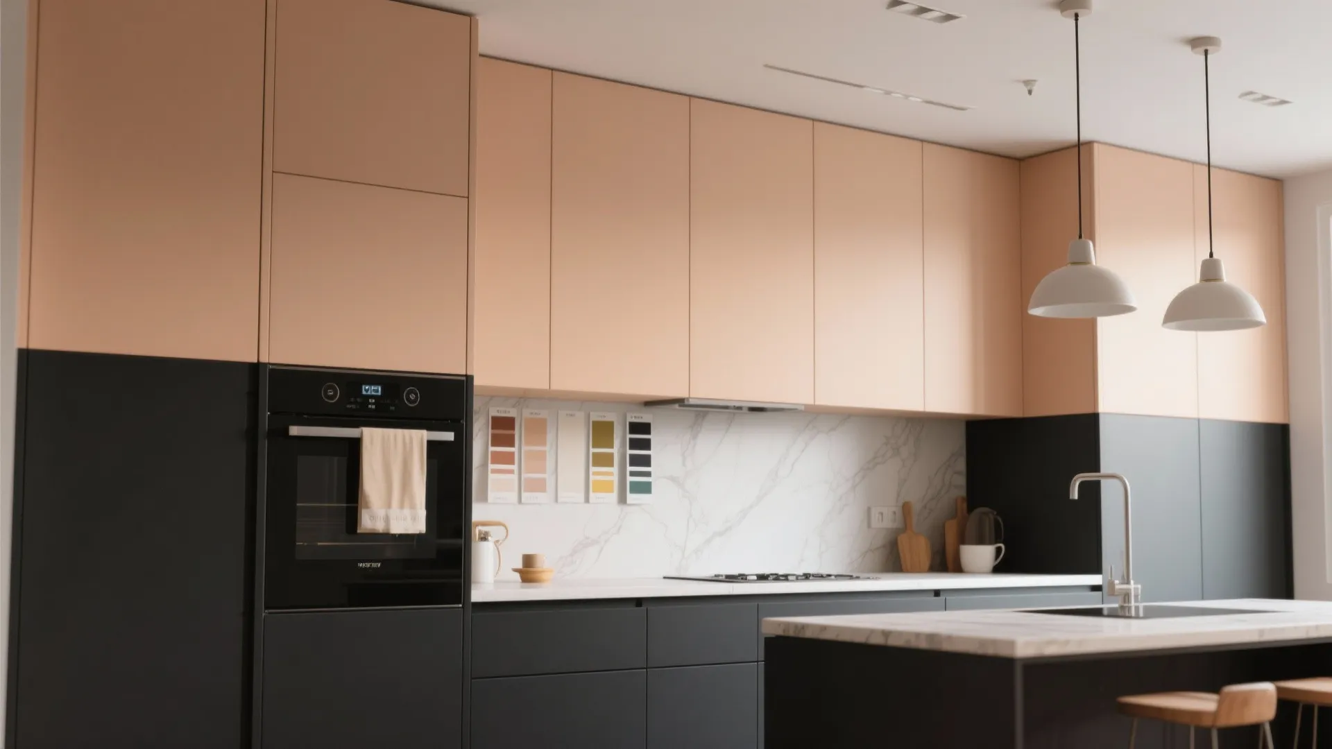 1: Two-tone cabinets for visual depth