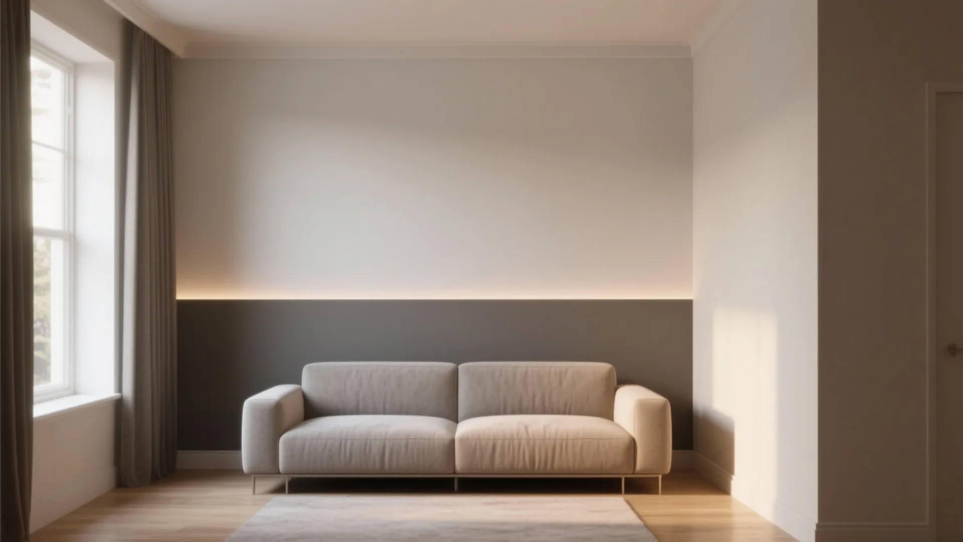 2. Two-Tone Horizontal Divide to Open the Space