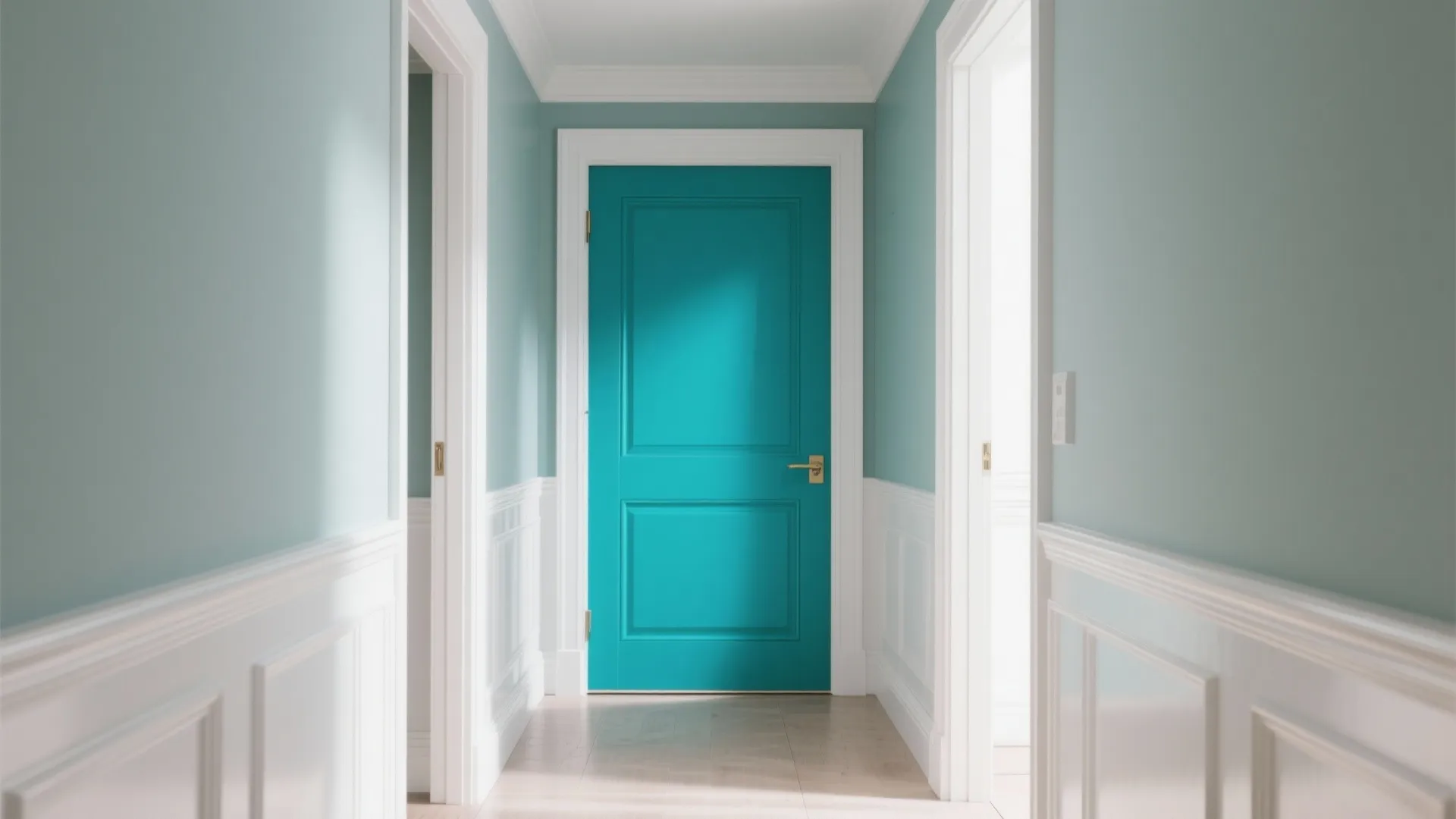 4. Two-tone contrast: bold doors with crisp trim