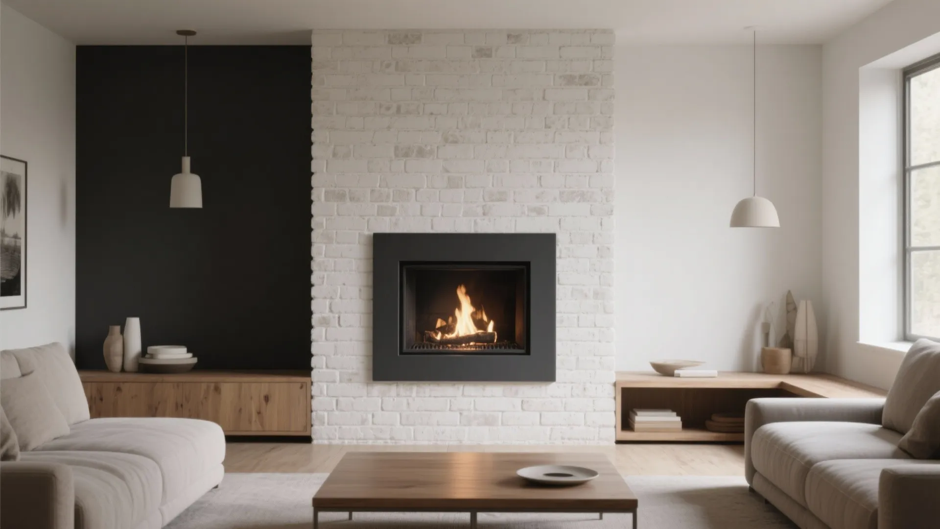 2. Use a two-tone treatment on a fireplace or focal wall
