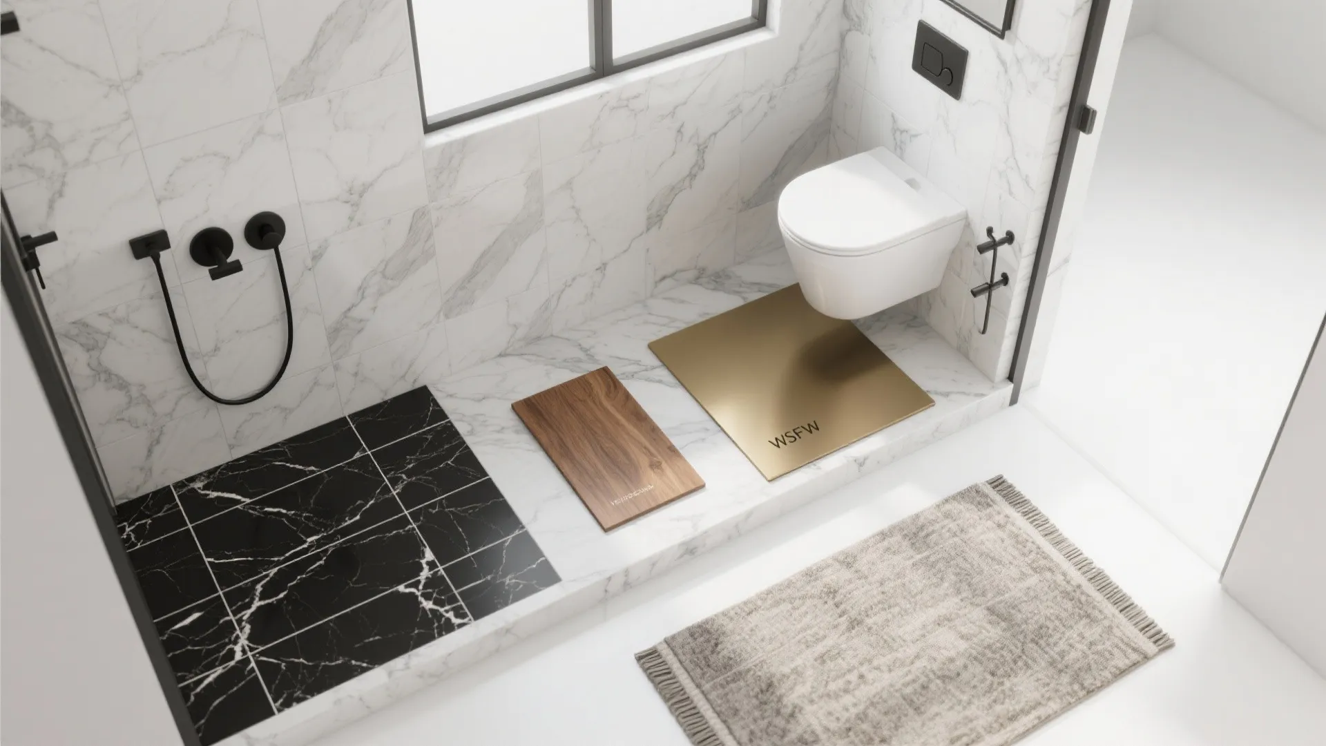 Mix Two Marble Tones to Zone Tiny Spaces