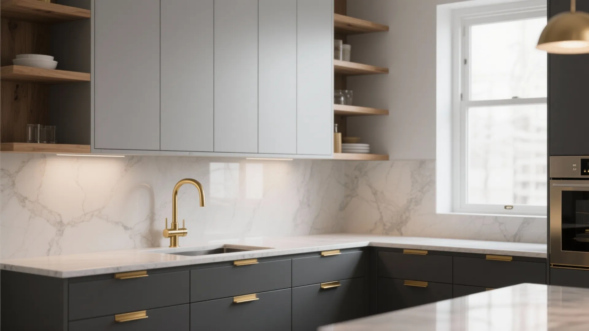 3. Two-tone: upper light gray, lower deep gray + mixed gold accents