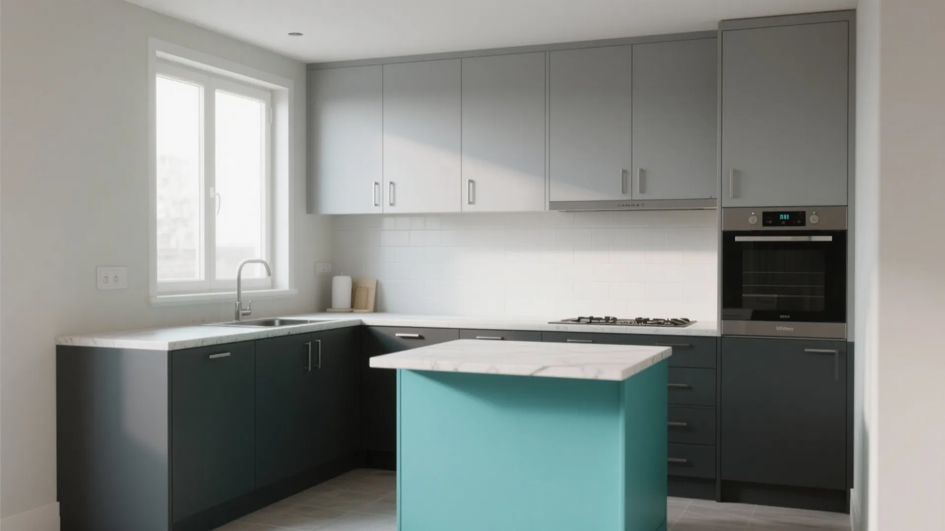 2. Two-tone gray with a pop of color