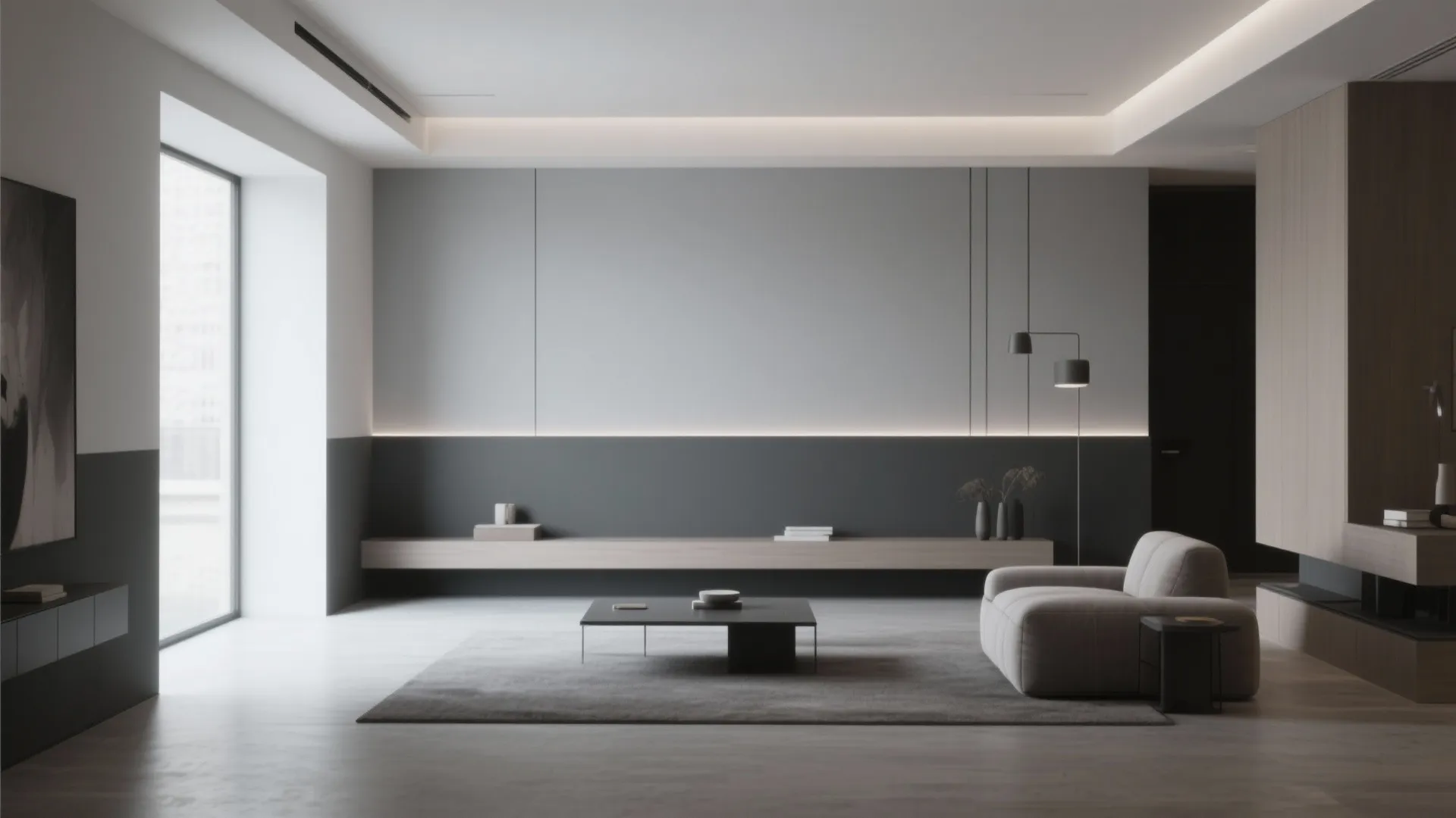 4. Two-Tone Gray Walls