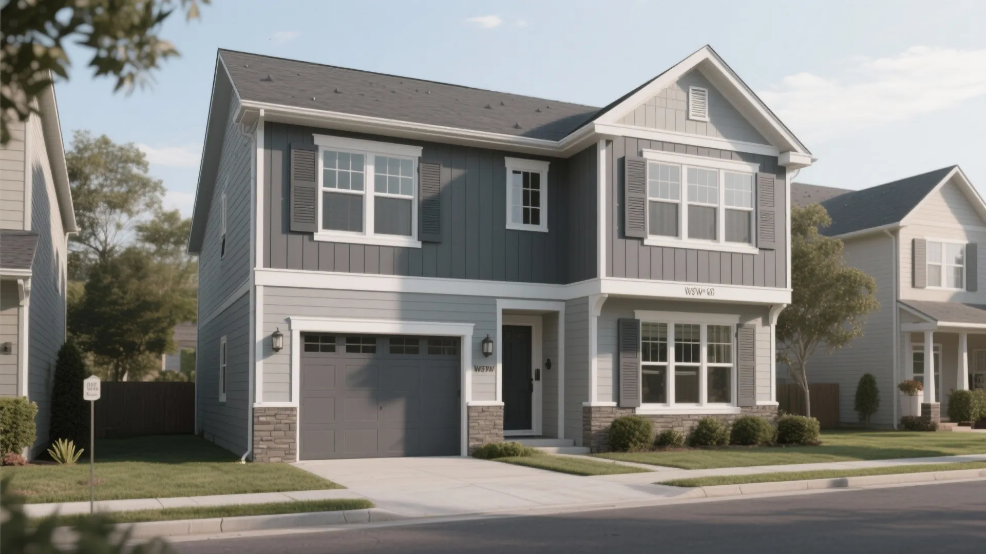 2. Two-Tone Grey with White Trim for Crisp Contrast