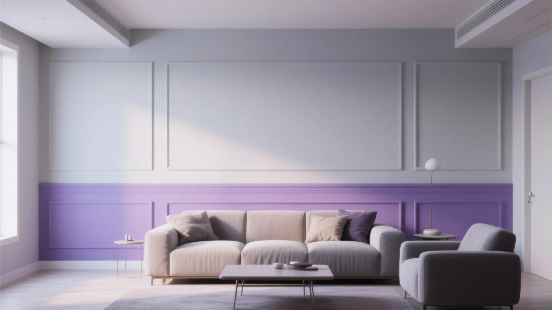 8. Two-Tone Walls: Upper Grey, Lower Purple