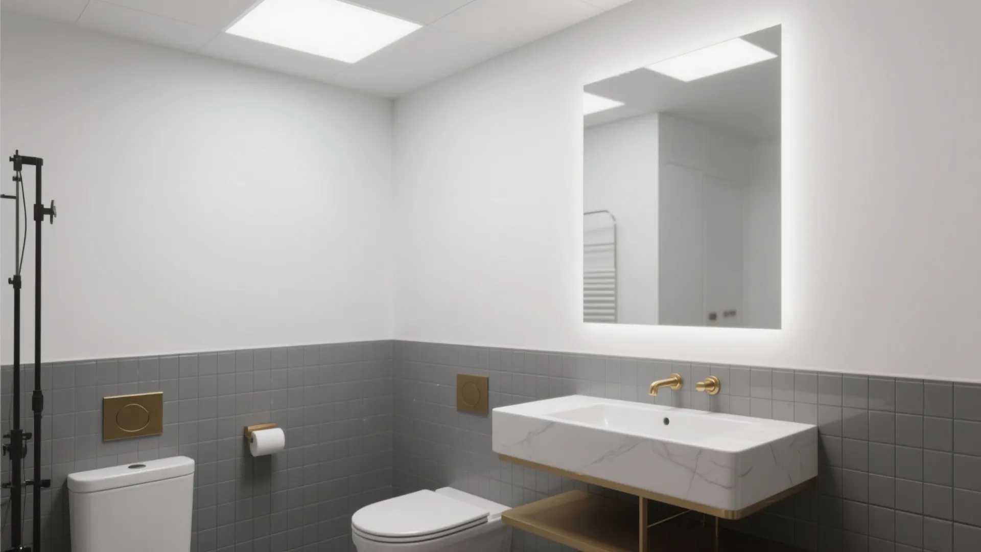 4. Two-Tone Look with Half-Tiled Walls