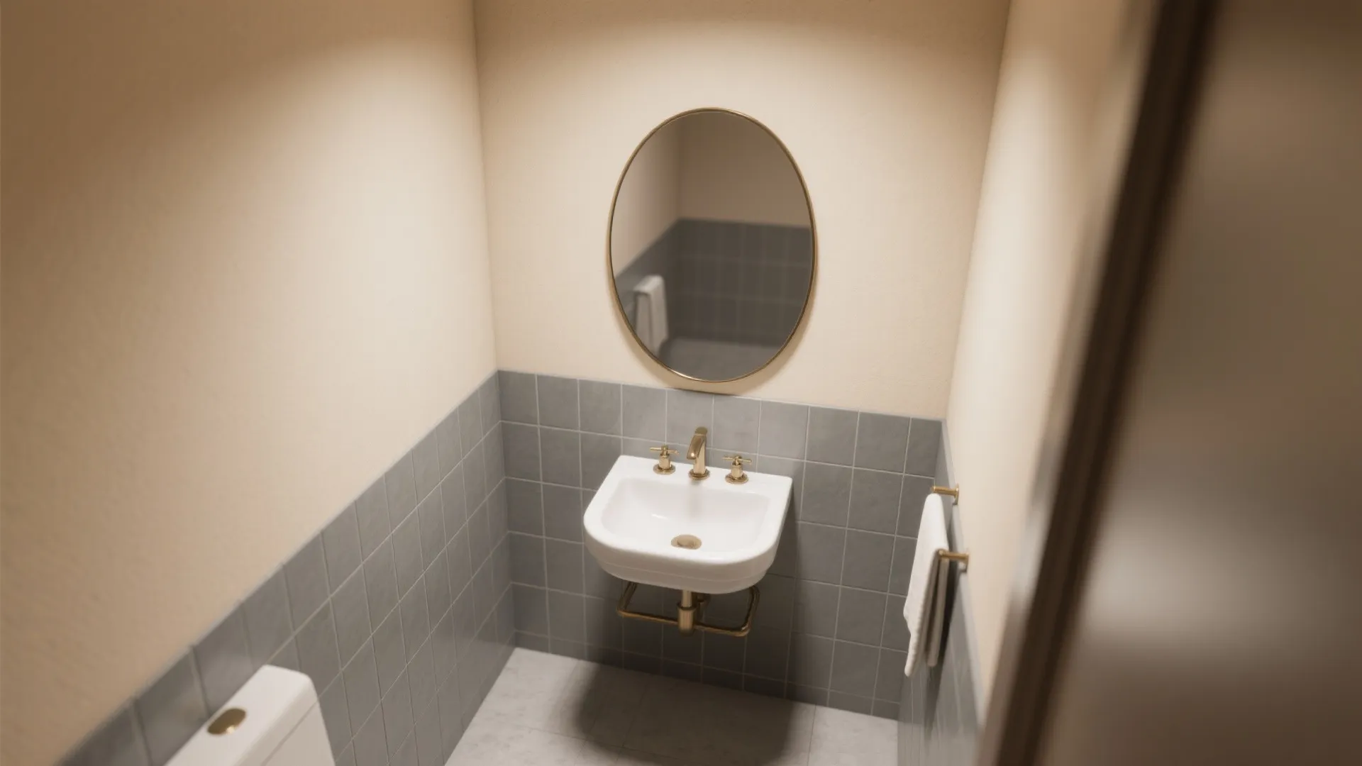 3. Two-Tone Tile Half-Wall