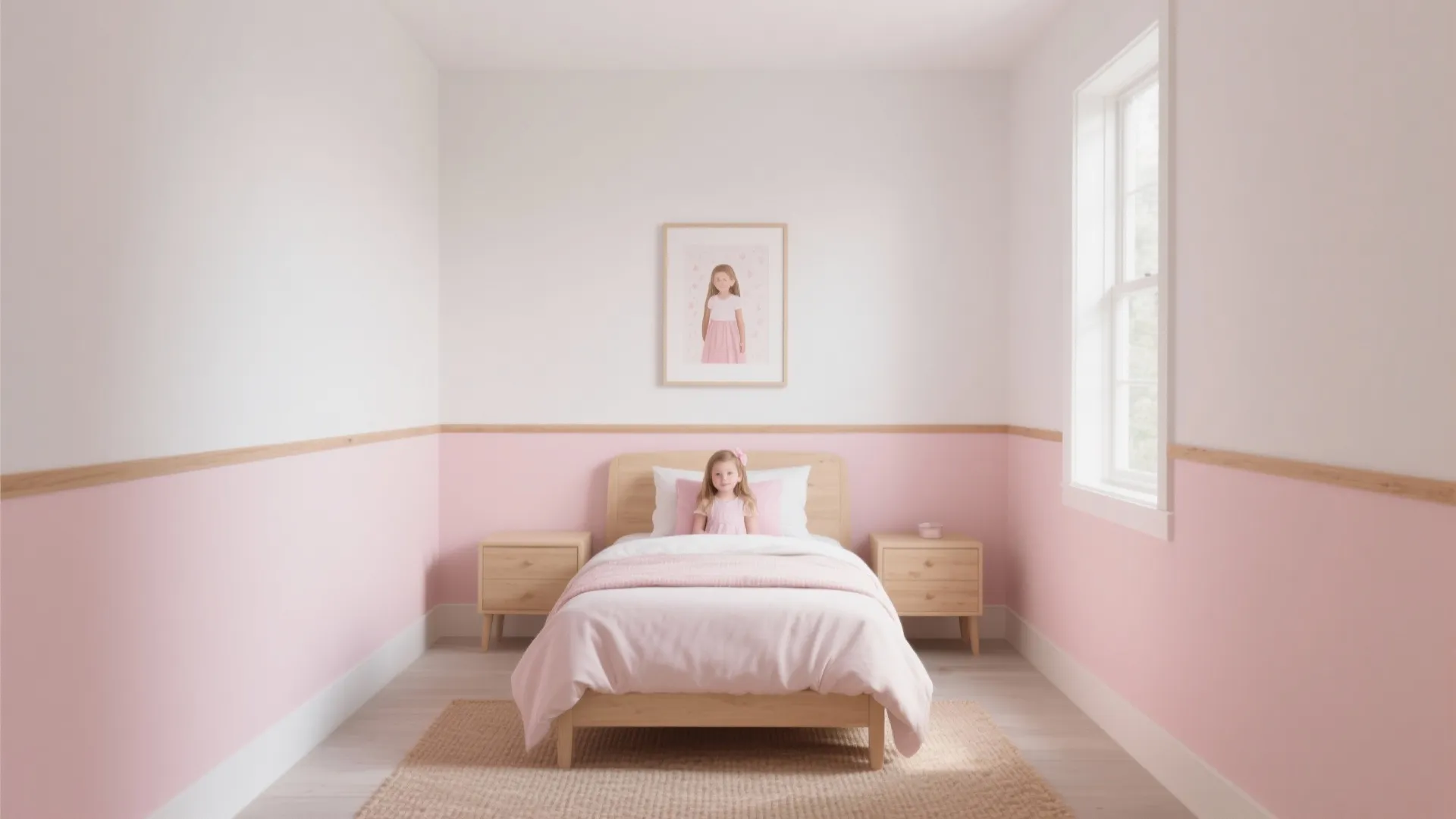 Two-Tone Color Blocking (Half Wall: Blush + Warm White, or Sage + Cream)