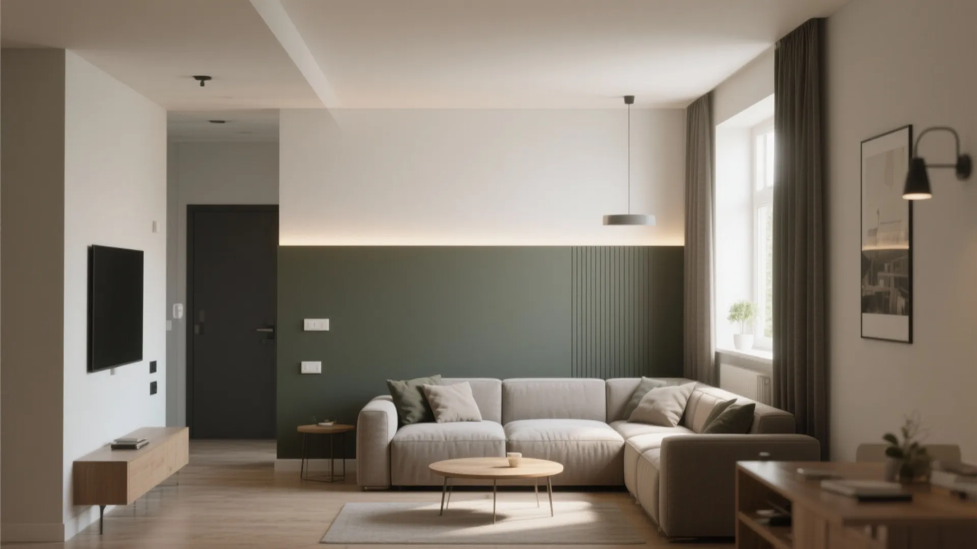 5. Two-tone walls or half-height colors for practical flair