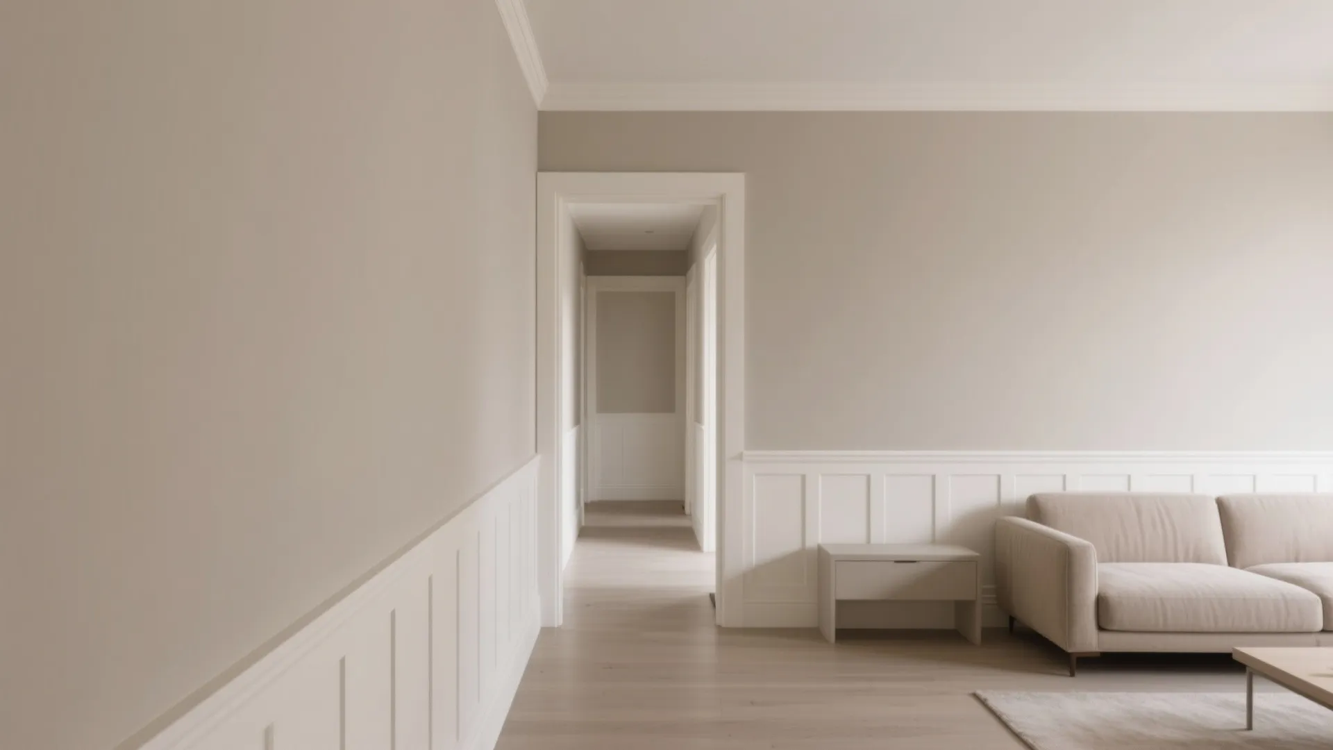 Soft Two-Tone Neutrals for a Calm Hall