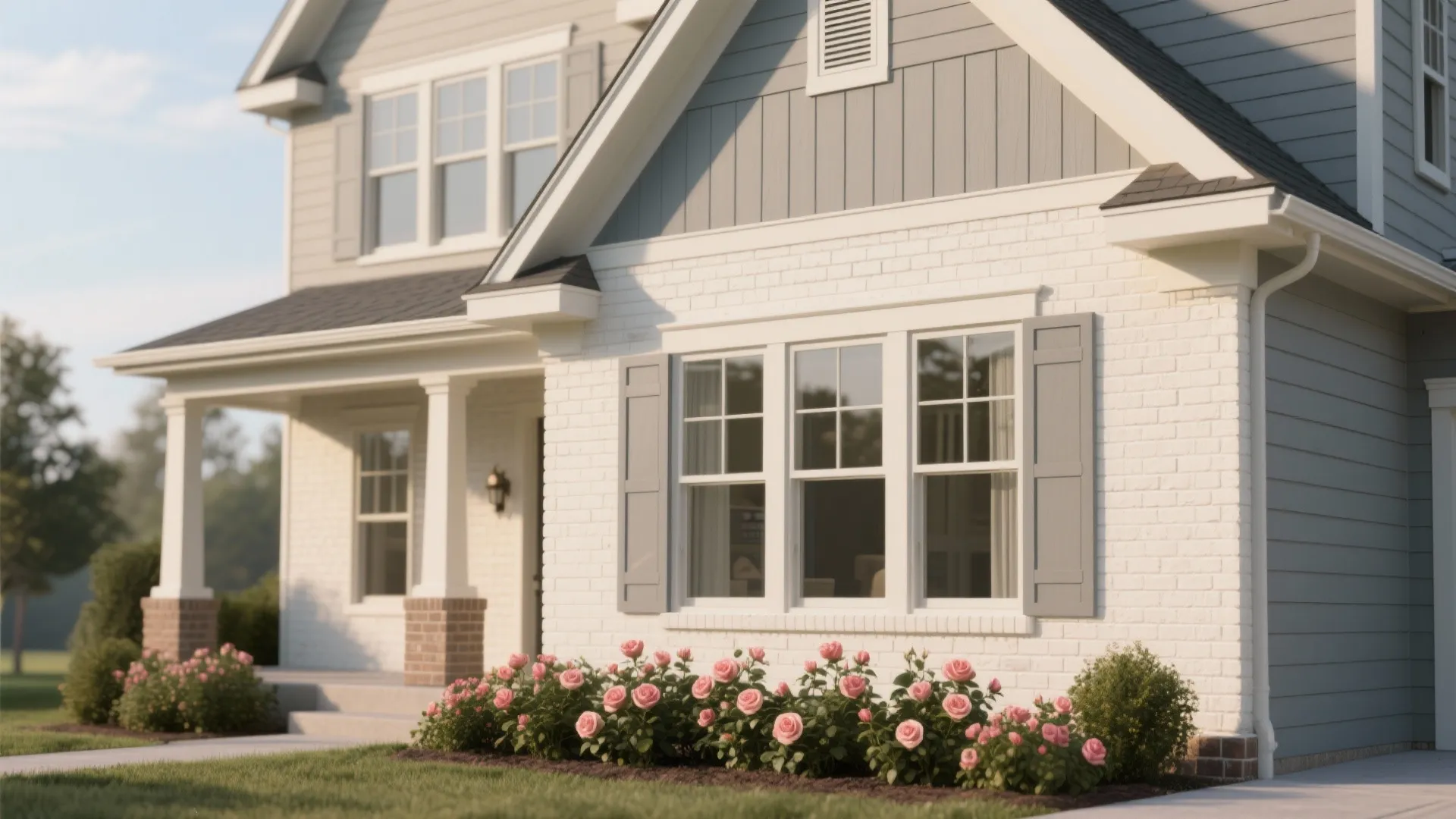 5 Ideas for Painted Brick Houses with Siding: Creative curb, color and trim ideas for blending painted brick with siding — from a designer who’s rebuilt more than one tricky façade.