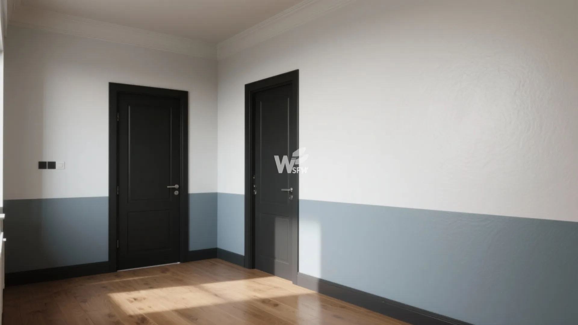 3. Try two-tone walls with black doors to add height