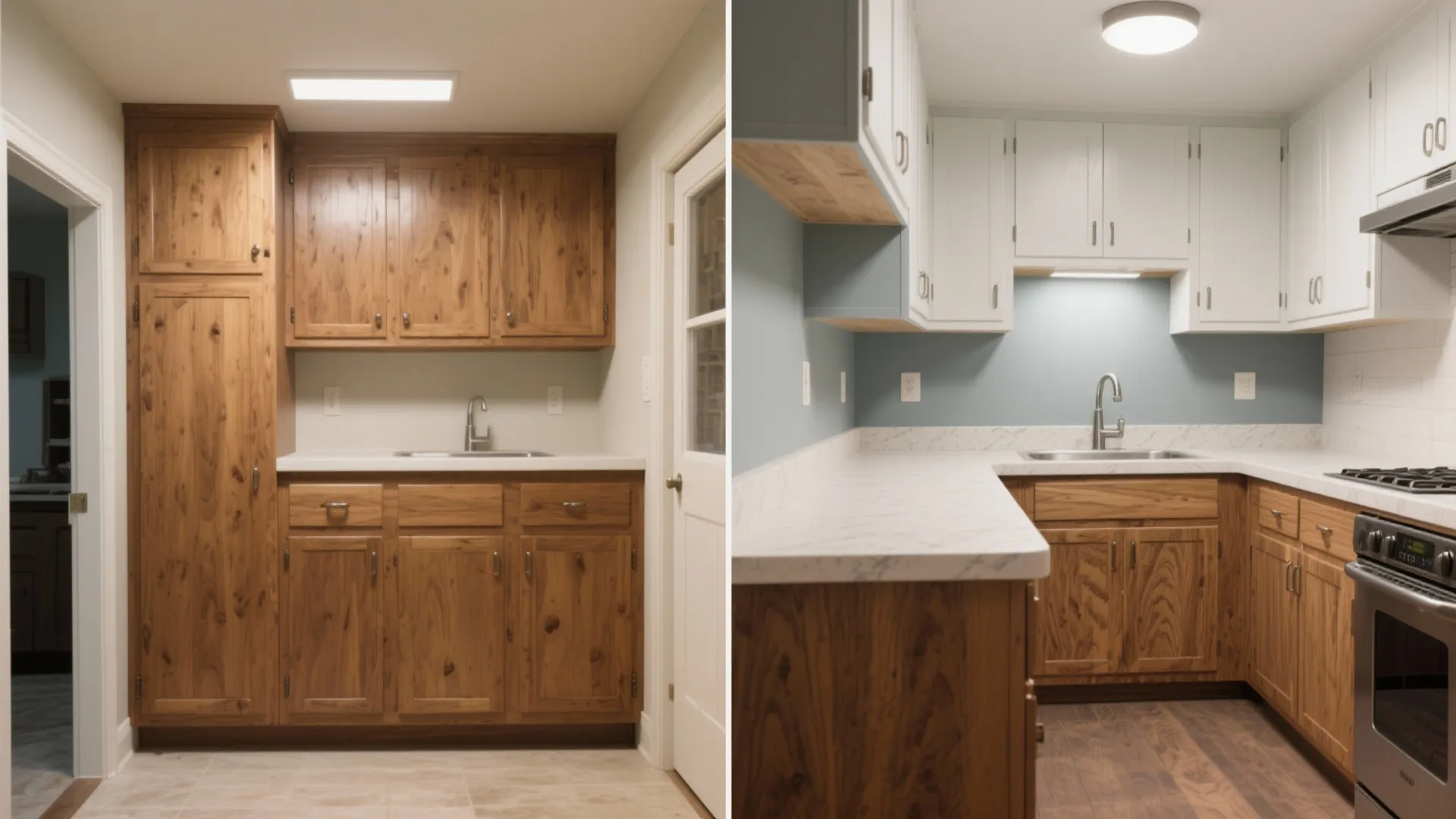 2. Two-Tone Hickory with Painted Upper Cabinets
