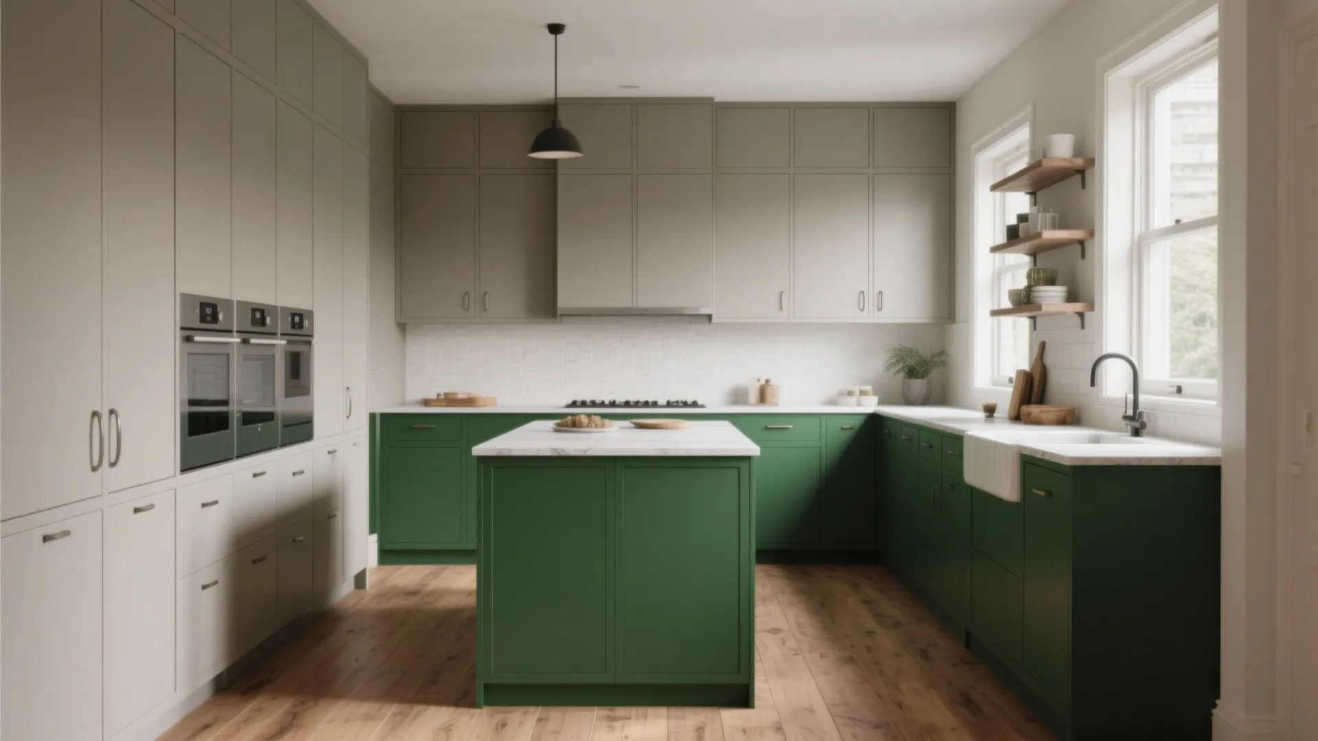 1. Two-tone Cabinets with a Bold Island